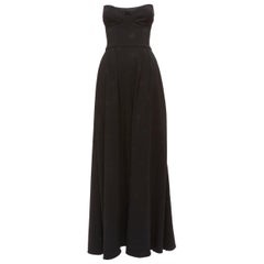 BRANDON MAXWELL black dotted print silk trimmed corset jumpsuit US0 XS