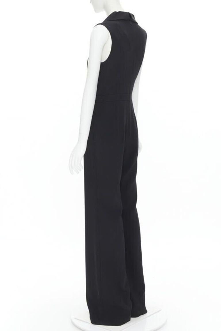 BRANDON MAXWELL black shawl collage plunge wide leg evening jumpsuit US2 XS For Sale 1