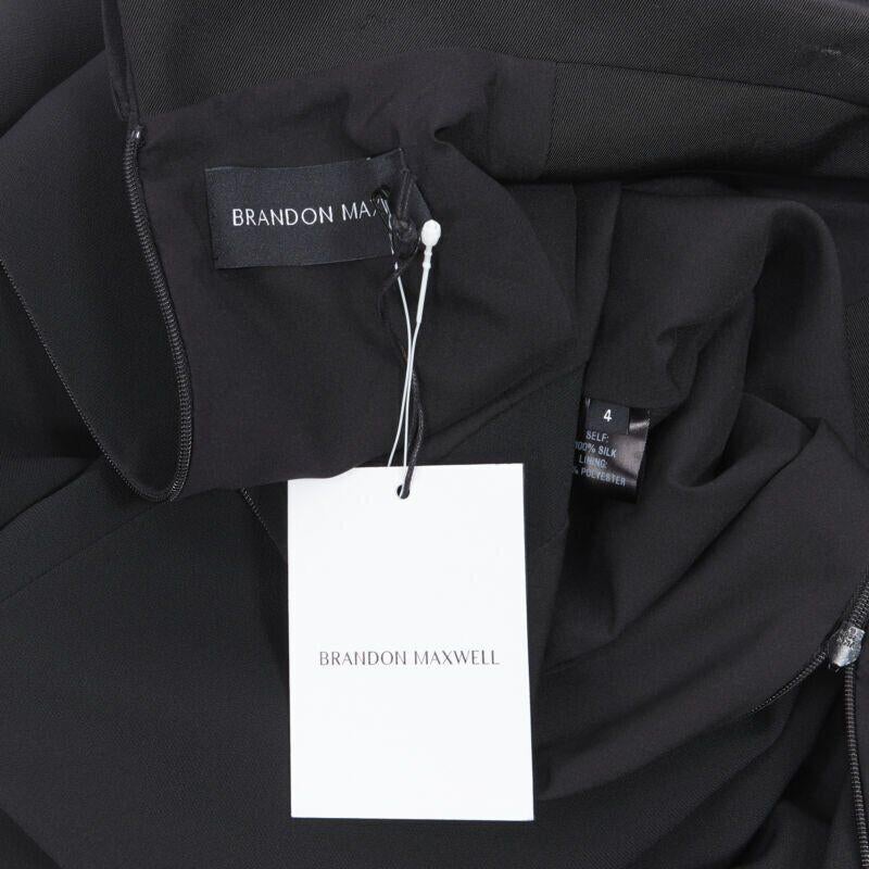 BRANDON MAXWELL black shawl collage plunge wide leg evening jumpsuit US2 XS For Sale 3