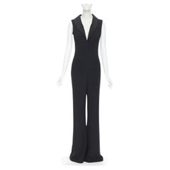 BRANDON MAXWELL mono de noche de pierna ancha con estampado de chal negro US2 XS