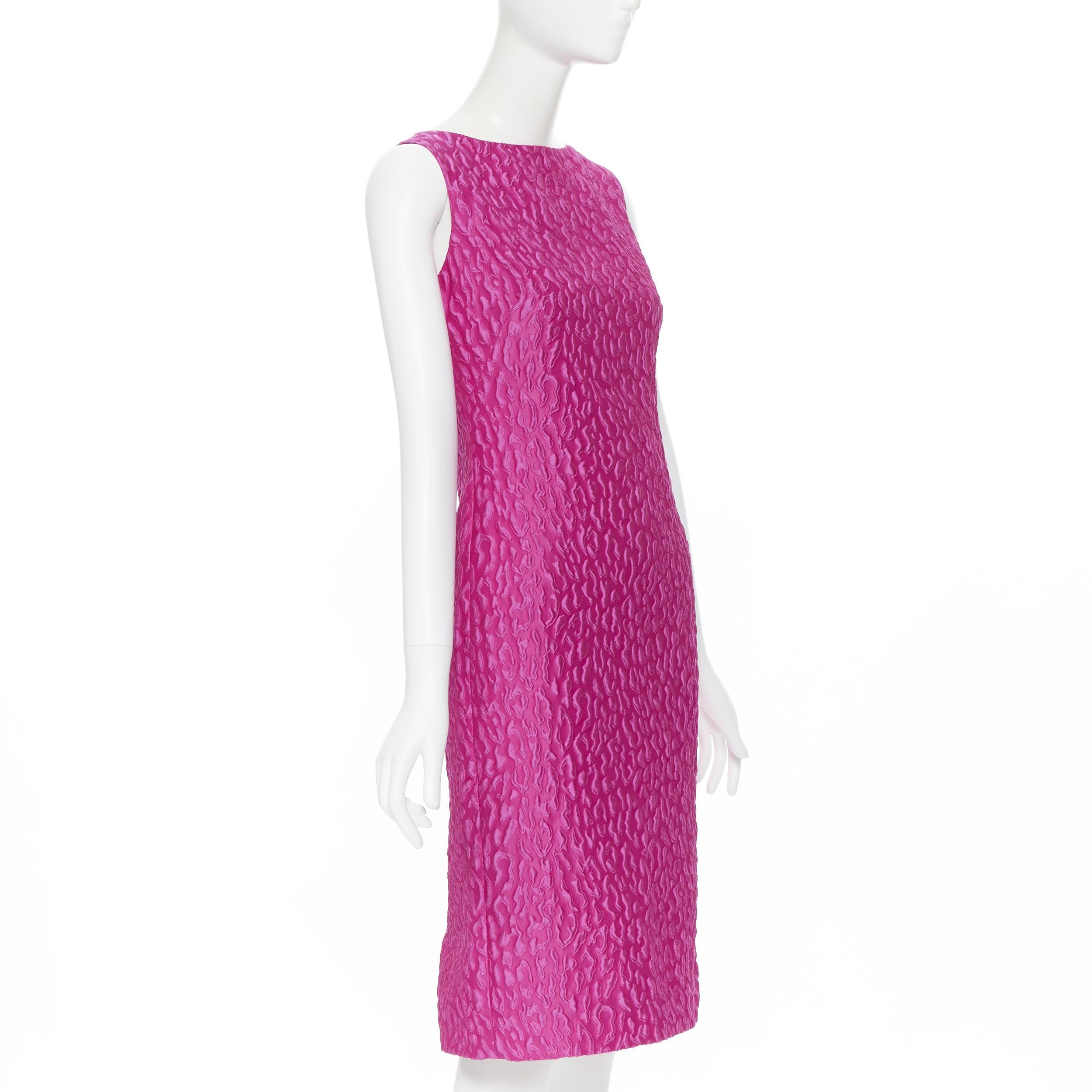 BRANDON MAXWELL fuschia pink leopard jacquard shift cocktail dress US2 S In Excellent Condition In Hong Kong, NT