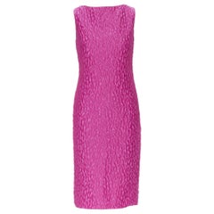 BRANDON MAXWELL fuschia pink leopard jacquard shift cocktail dress US2 S