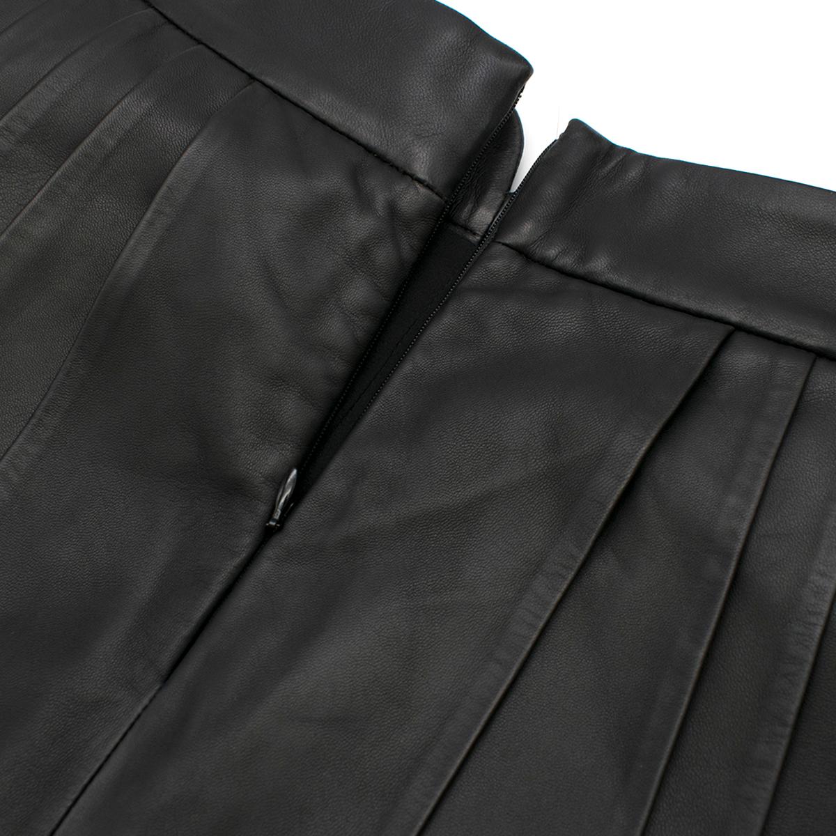 Brandon Maxwell Pleated Leather Mini Skirt in Black SIZE US 2 In Excellent Condition In London, GB