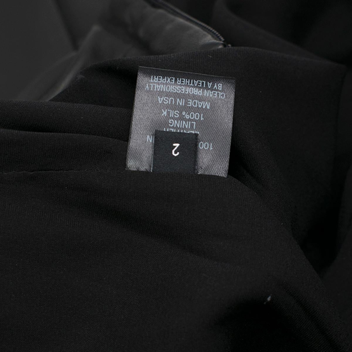 Brandon Maxwell Pleated Leather Mini Skirt in Black SIZE US 2 1