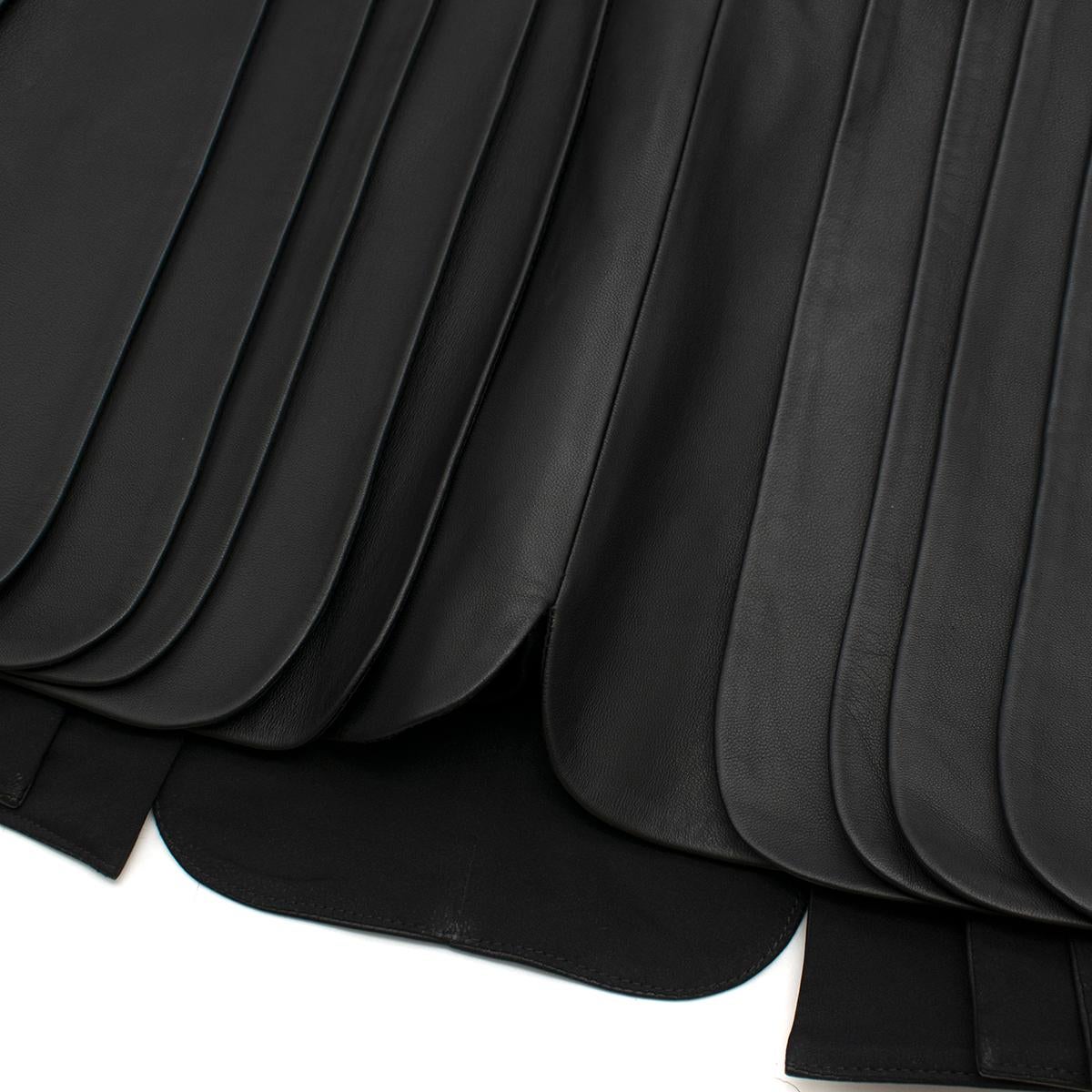 Brandon Maxwell Pleated Leather Mini Skirt in Black SIZE US 2 2