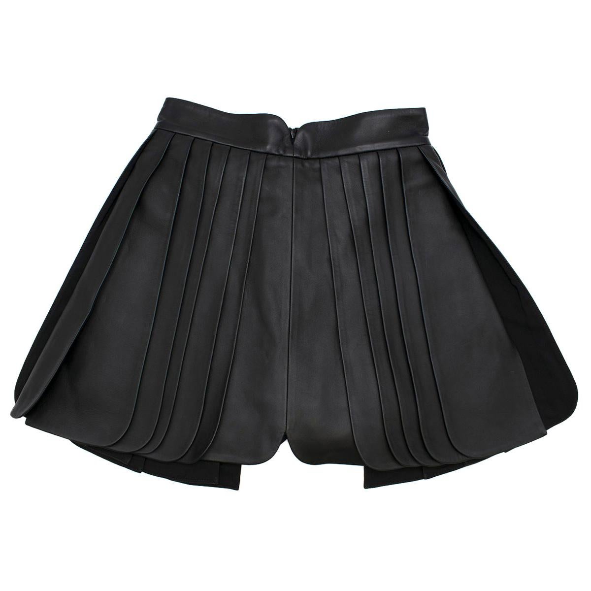 Brandon Maxwell Pleated Leather Mini Skirt in Black SIZE US 2 at 1stDibs