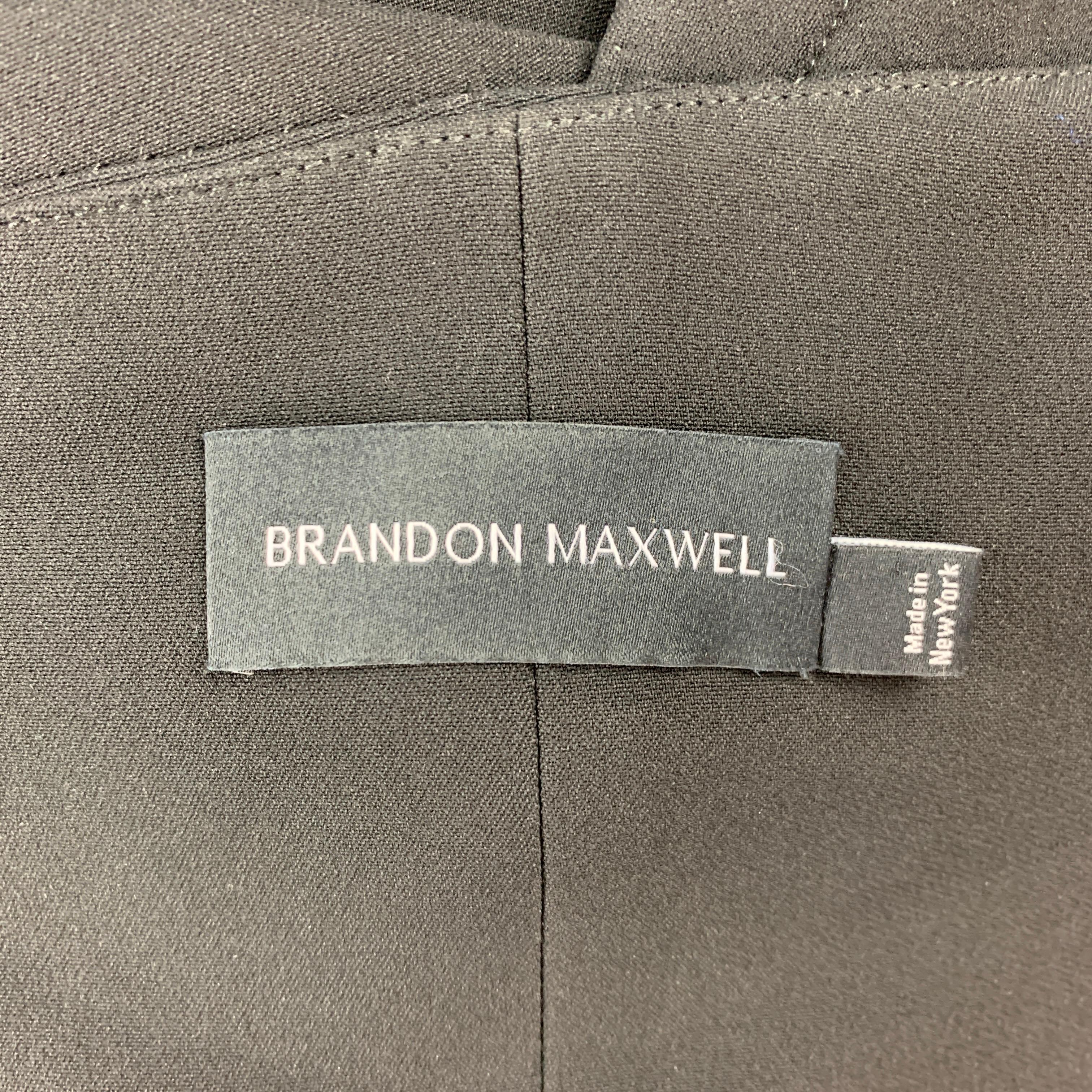 BRANDON MAXWELL Size 6 Black Viscose Blend Ruffle One Shoulder Column Gown 1