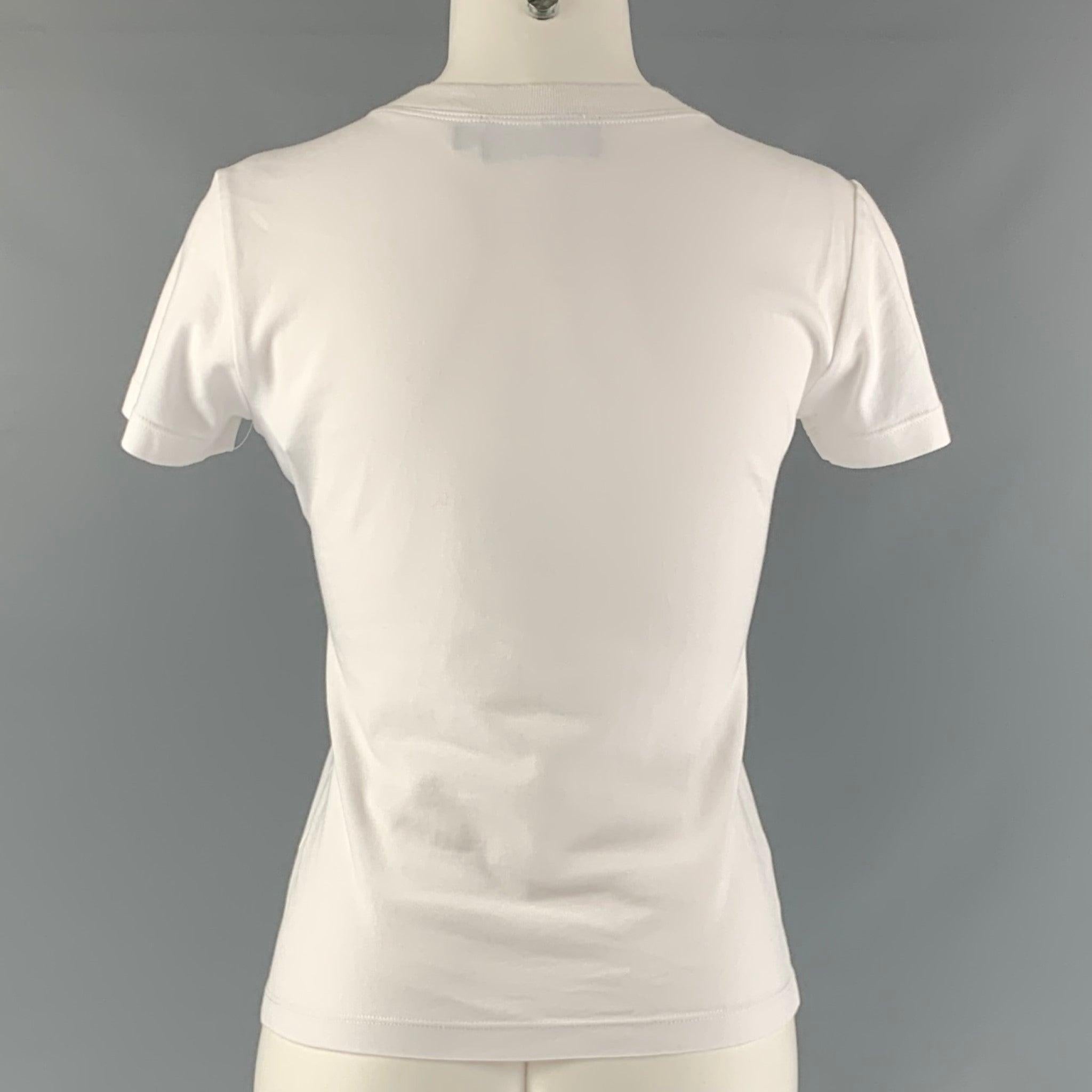 Women's BRANDON MAXWELL Size S White Cotton T-Shirt For Sale