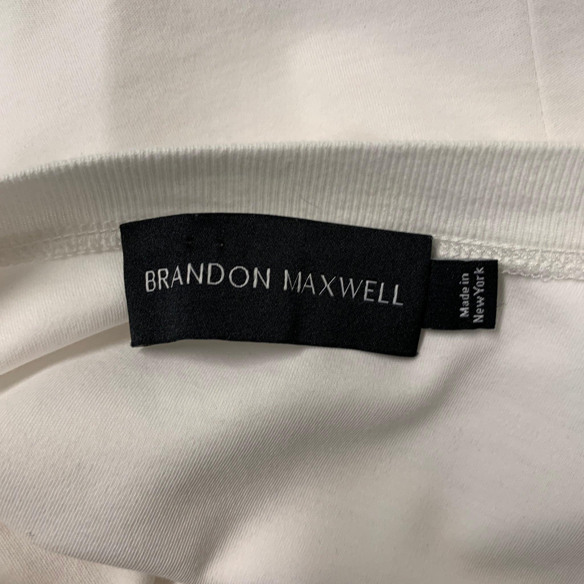 BRANDON MAXWELL Size S White Cotton T-Shirt For Sale 1