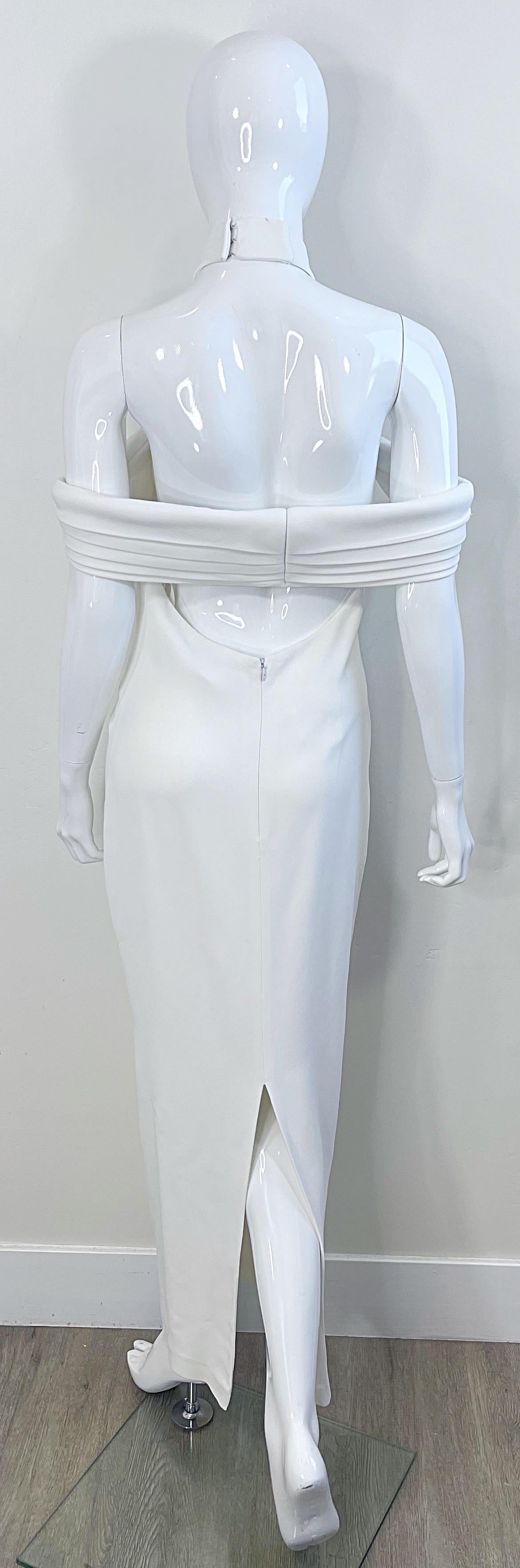 Brandon Maxwell Primavera 2018 Vestido Grecian Gown Blanco Sin Hombros Halter en venta 5