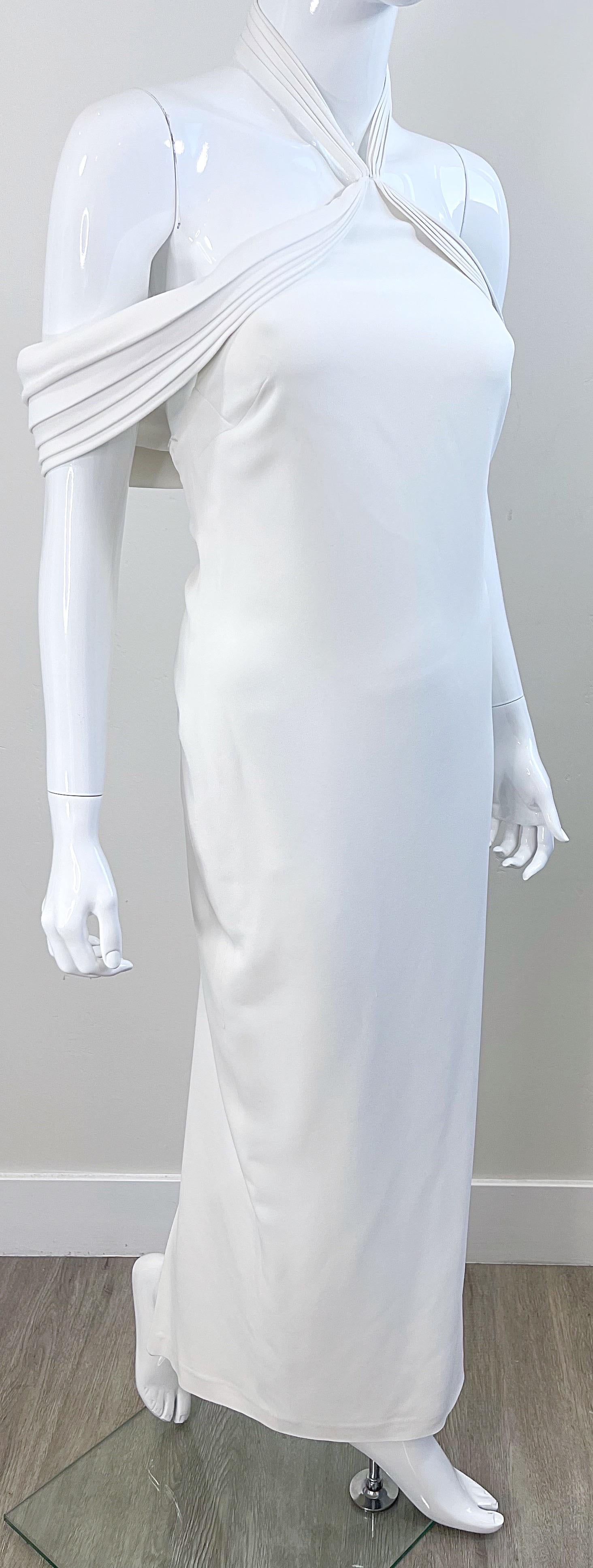 Brandon Maxwell Primavera 2018 Vestido Grecian Gown Blanco Sin Hombros Halter en venta 6
