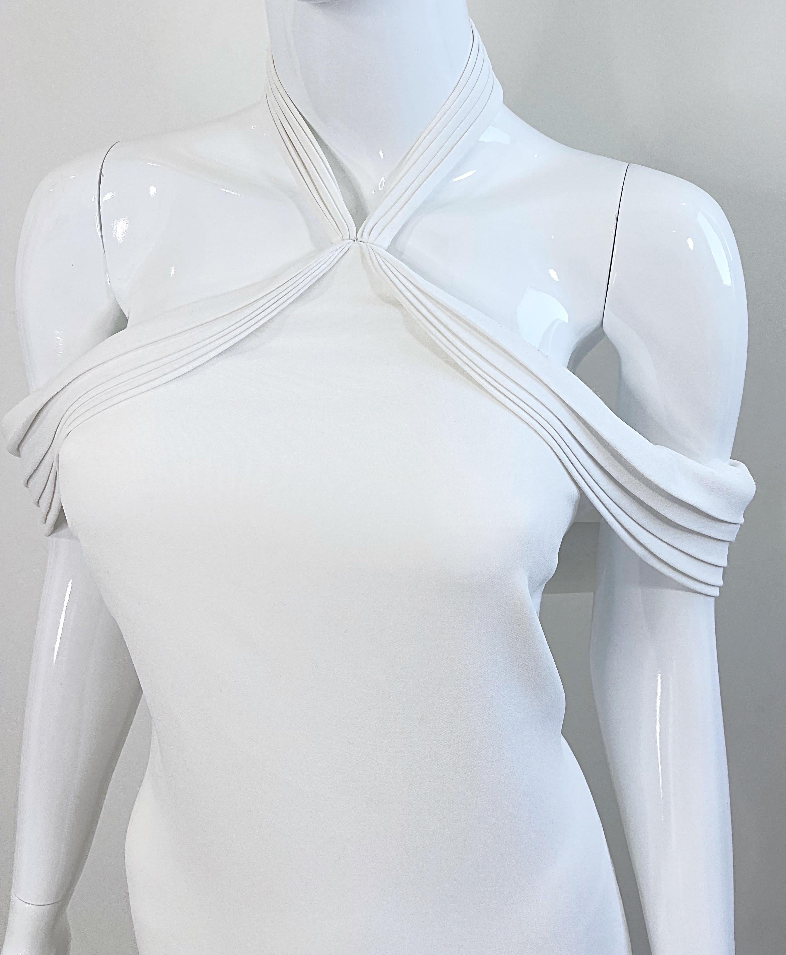 Brandon Maxwell Primavera 2018 Vestido Grecian Gown Blanco Sin Hombros Halter en venta 1