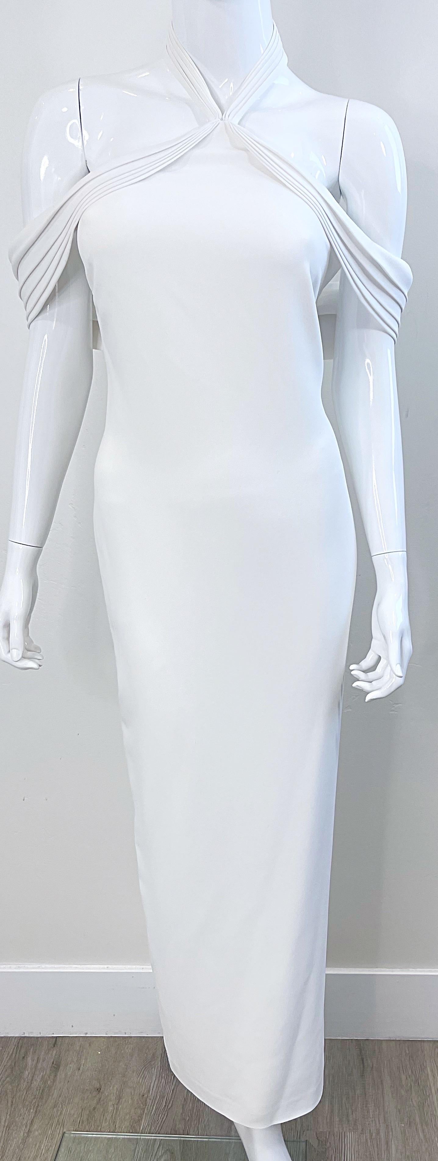 Brandon Maxwell Primavera 2018 Vestido Grecian Gown Blanco Sin Hombros Halter en venta 2