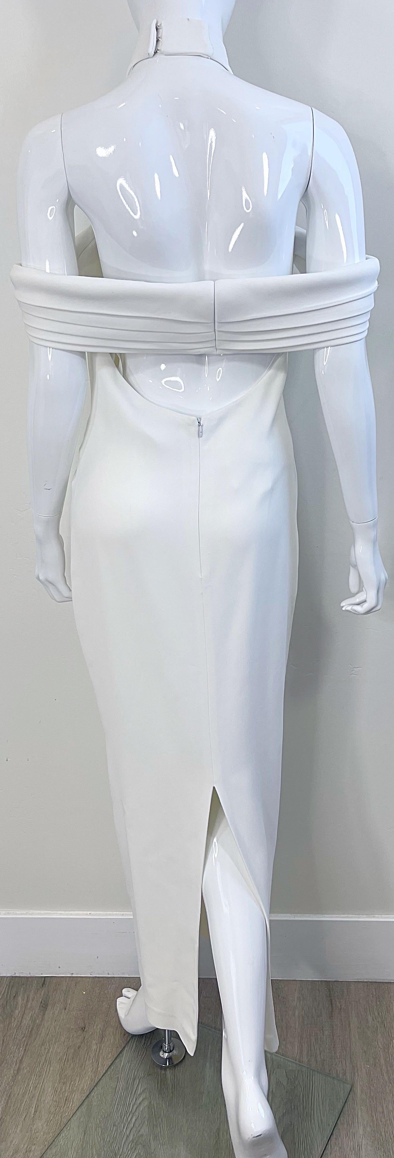 Brandon Maxwell Primavera 2018 Vestido Grecian Gown Blanco Sin Hombros Halter en venta 3