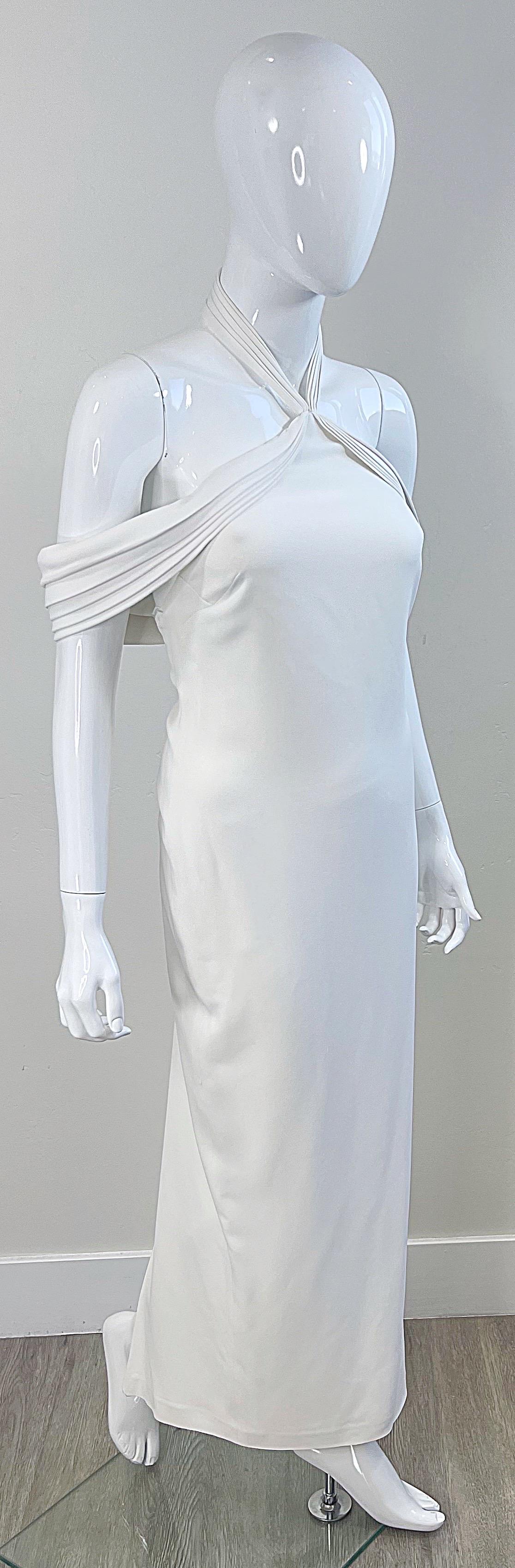 Brandon Maxwell Primavera 2018 Vestido Grecian Gown Blanco Sin Hombros Halter en venta 4