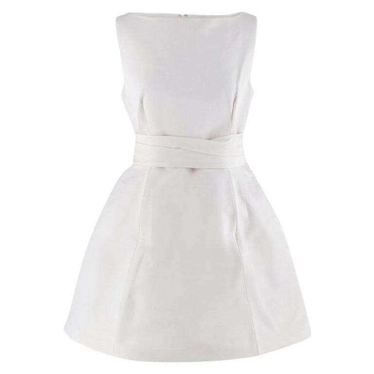 wool maxi dress Women's Wool Crepe Moulded Shoulder Maxi Dress in White Size 38 main image 1