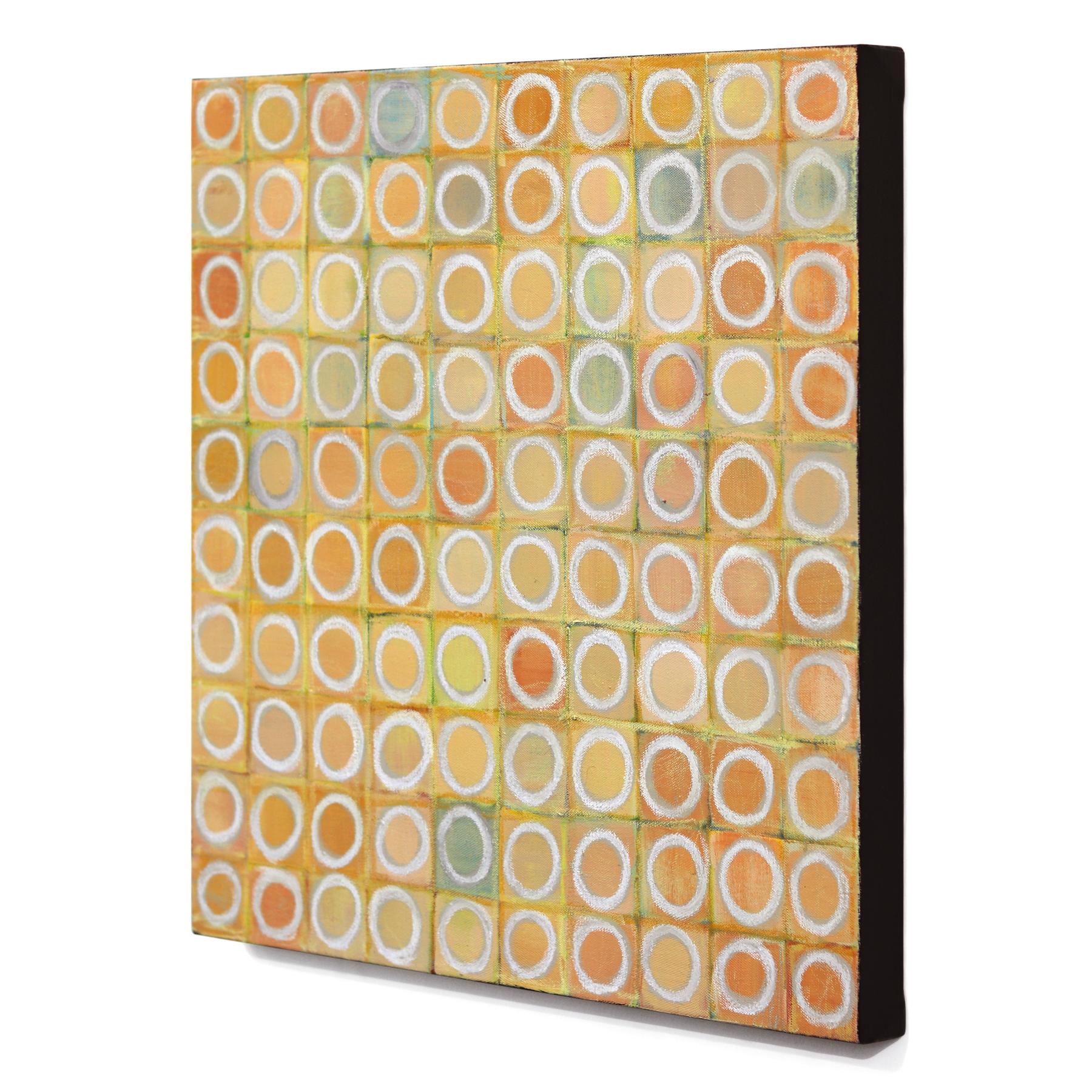 100 Circles - Contemporary Golden Abstract Geometric Original Painting For Sale 1