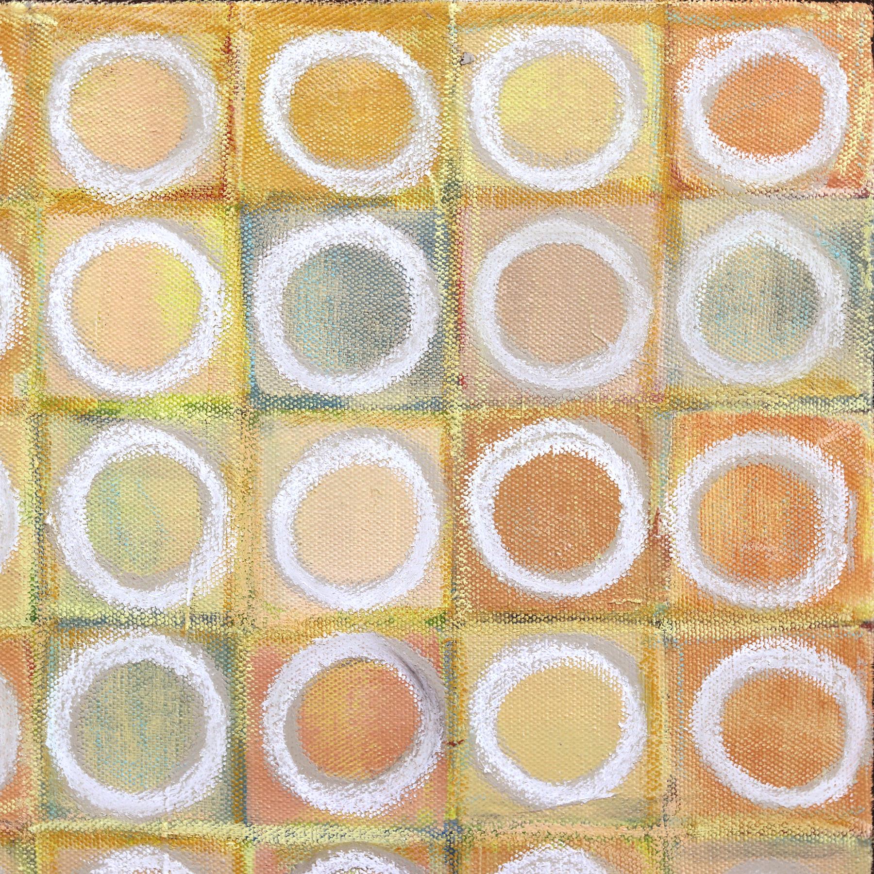 100 Circles - Contemporary Golden Abstract Geometric Original Painting For Sale 2