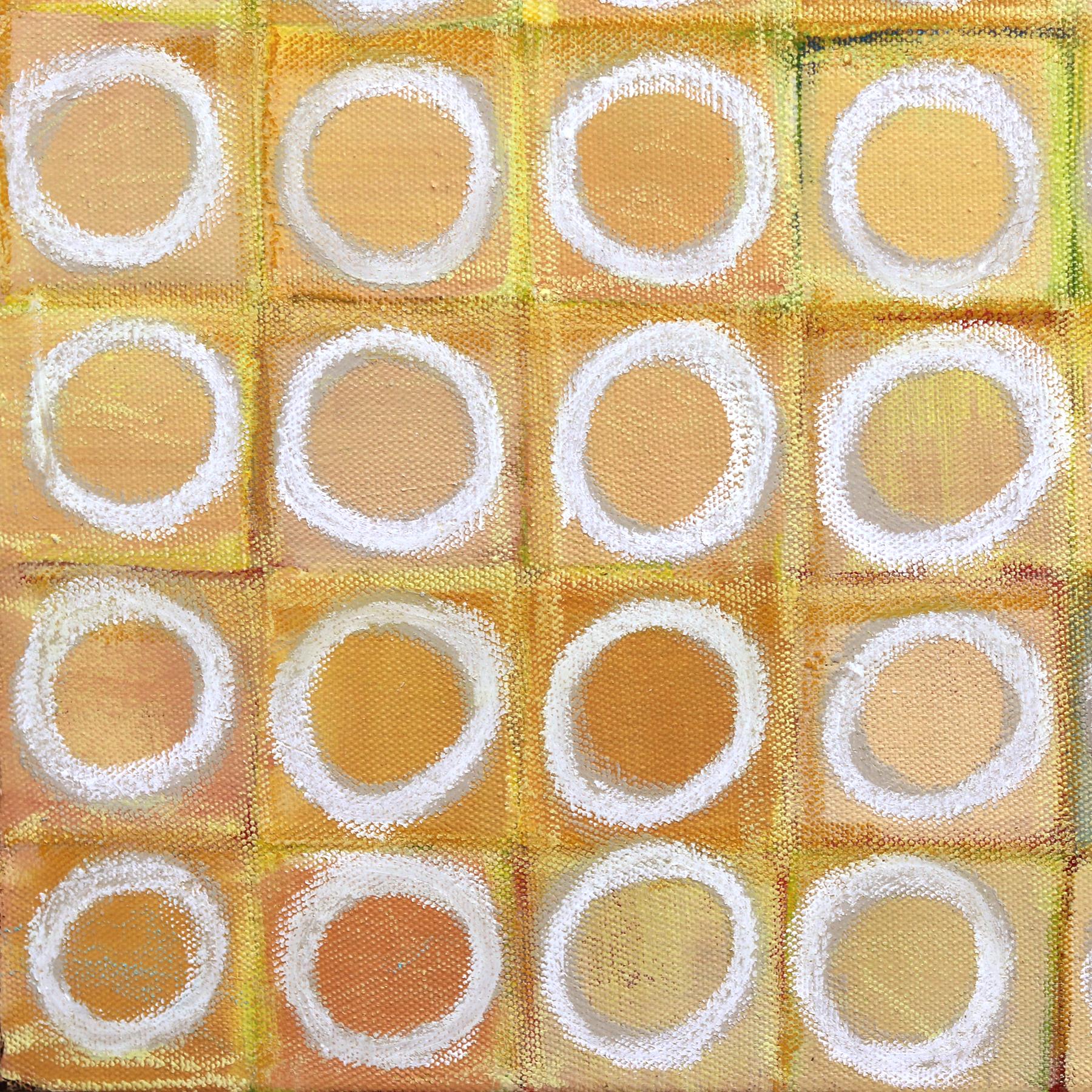 100 Circles - Contemporary Golden Abstract Geometric Original Painting For Sale 4