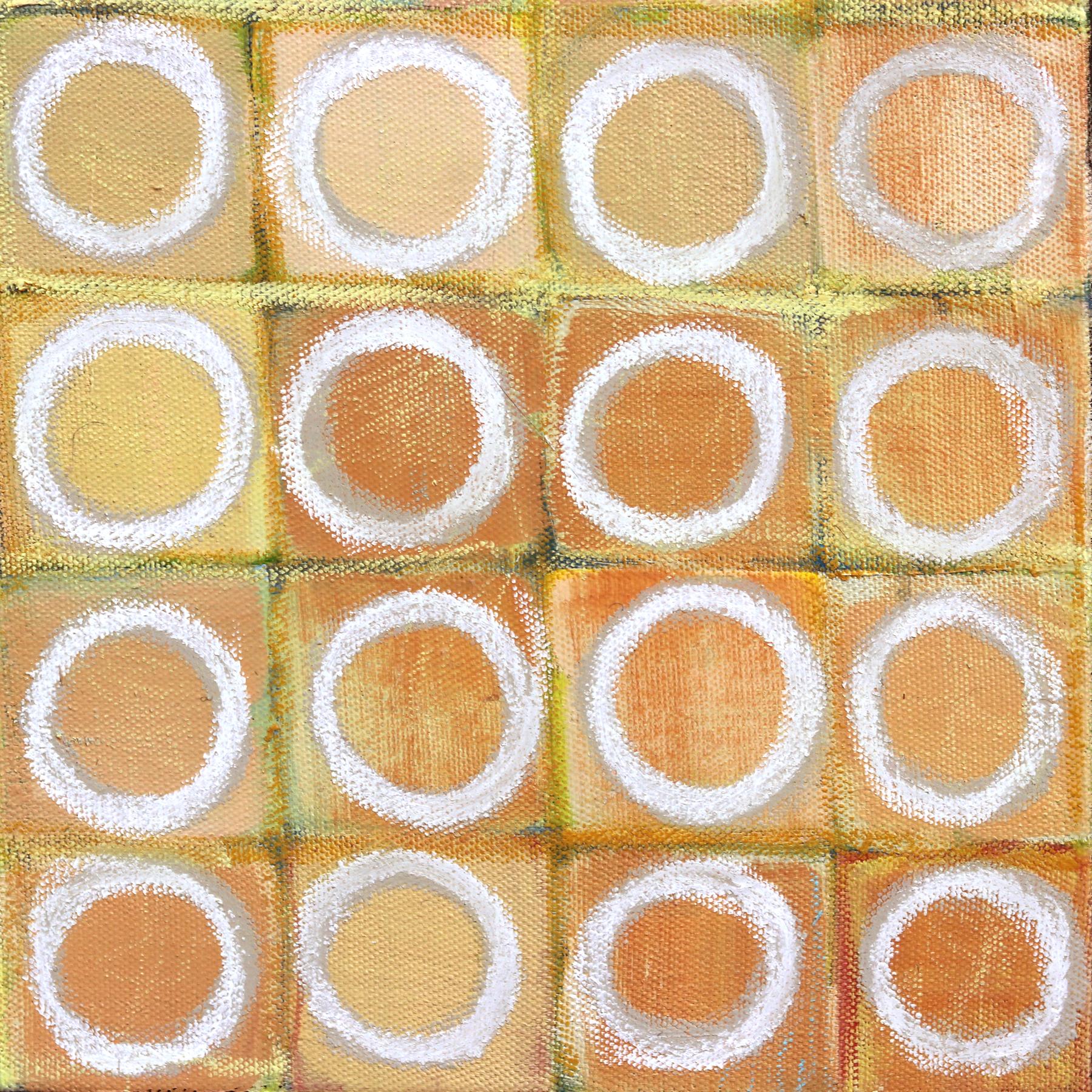 100 Circles - Contemporary Golden Abstract Geometric Original Painting For Sale 5