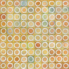 100 Círculos - Pintura Original Geométrica Abstracta Contemporánea Dorada