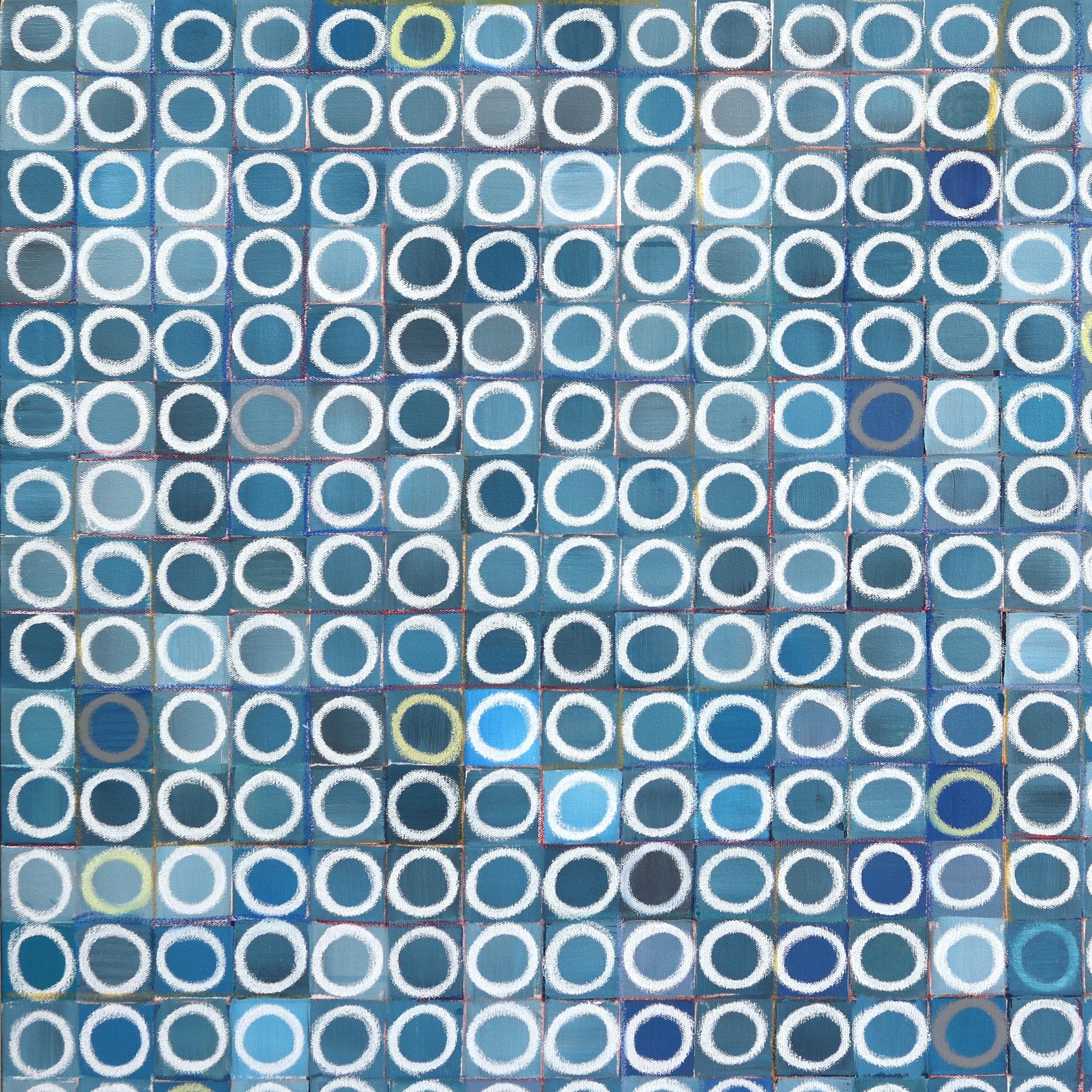 1089 Circles - Large Blue Abstract Geometric Original Painting For Sale 1