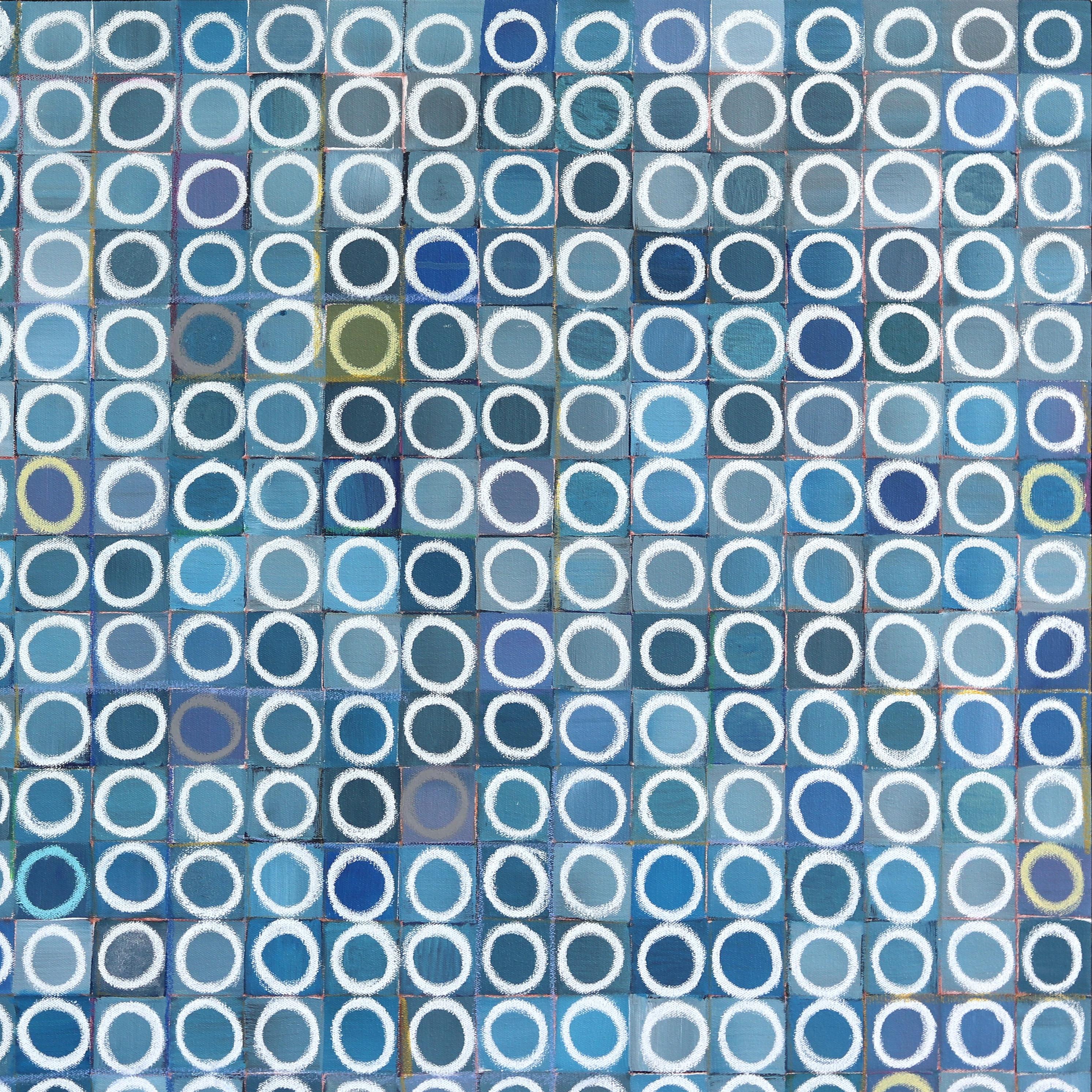 1089 Circles - Large Blue Abstract Geometric Original Painting For Sale 3