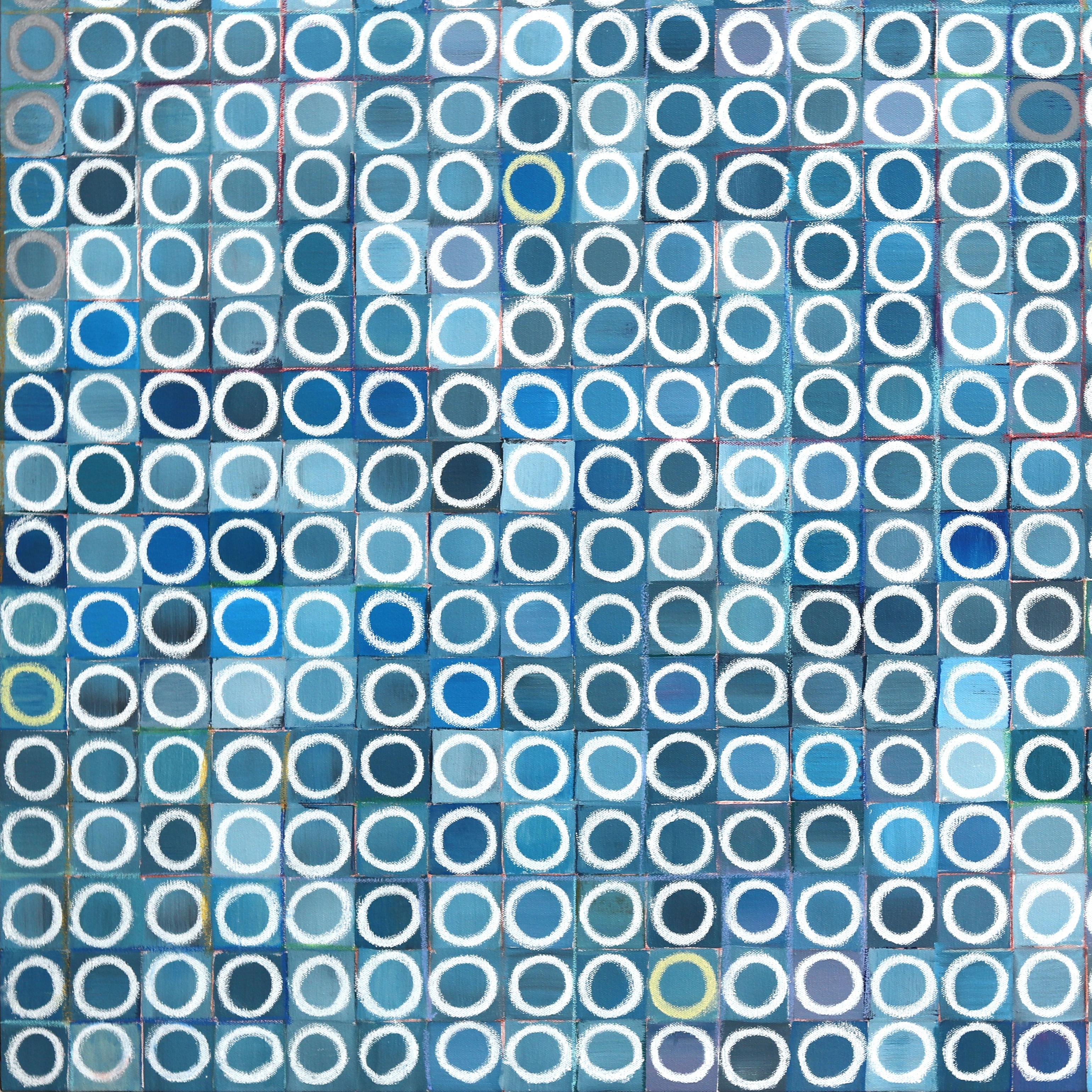 1089 Circles - Large Blue Abstract Geometric Original Painting For Sale 5