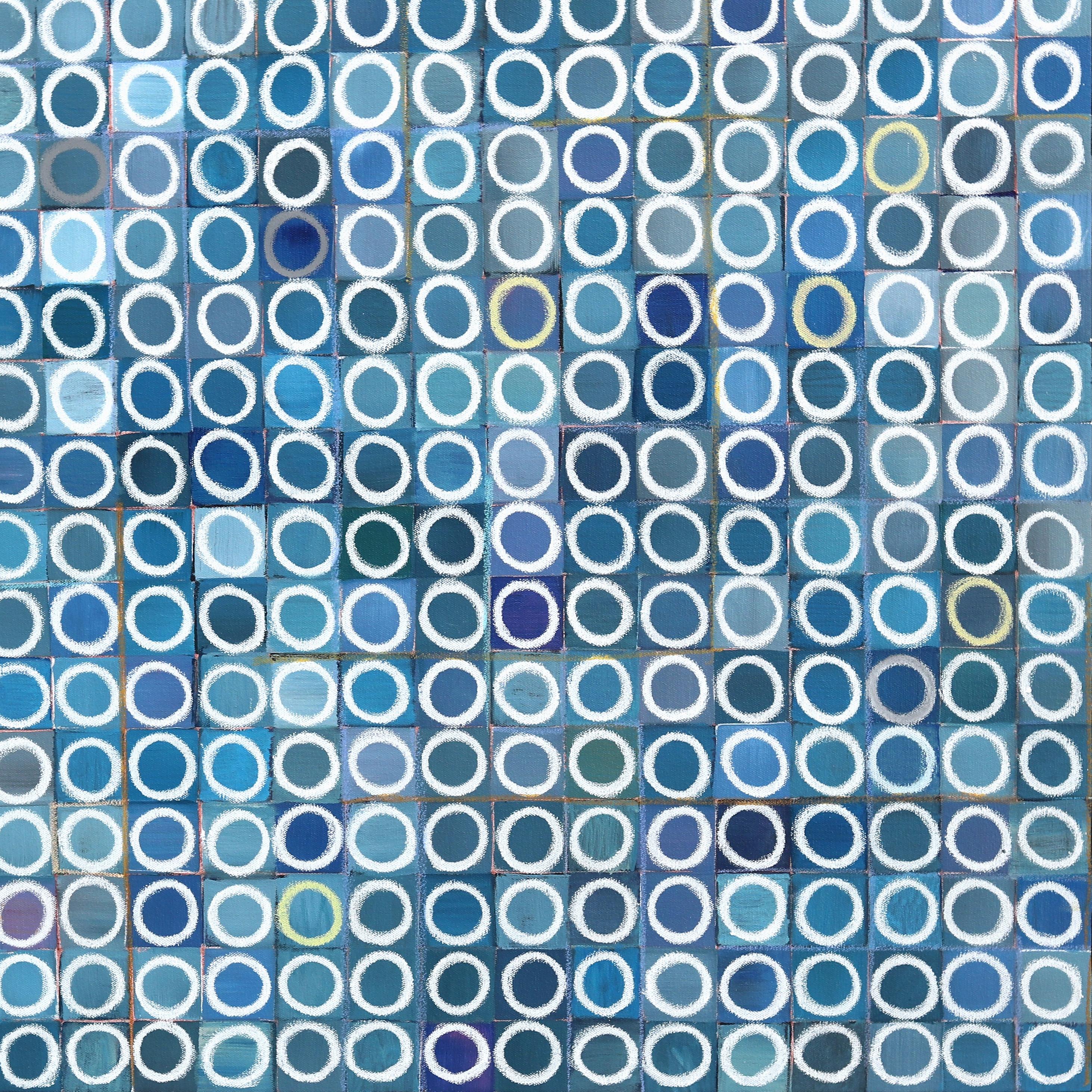 1089 Circles - Large Blue Abstract Geometric Original Painting For Sale 6