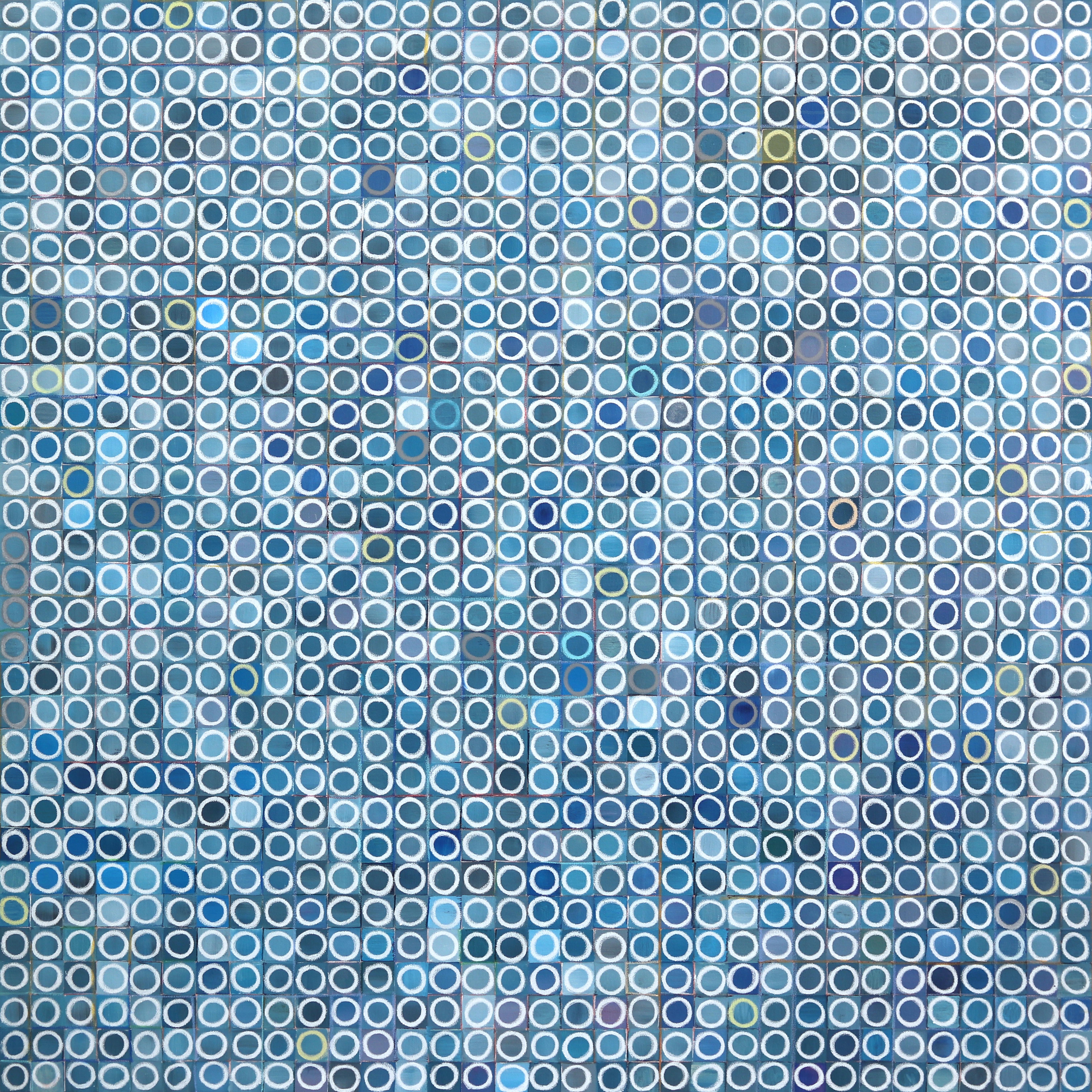 Circles 1089 - Grande peinture originale géométrique abstraite bleue