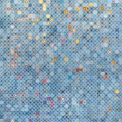 1156 Círculos V.2 - Grande Azul Blanco Abstracto Geométrico Pintura Original