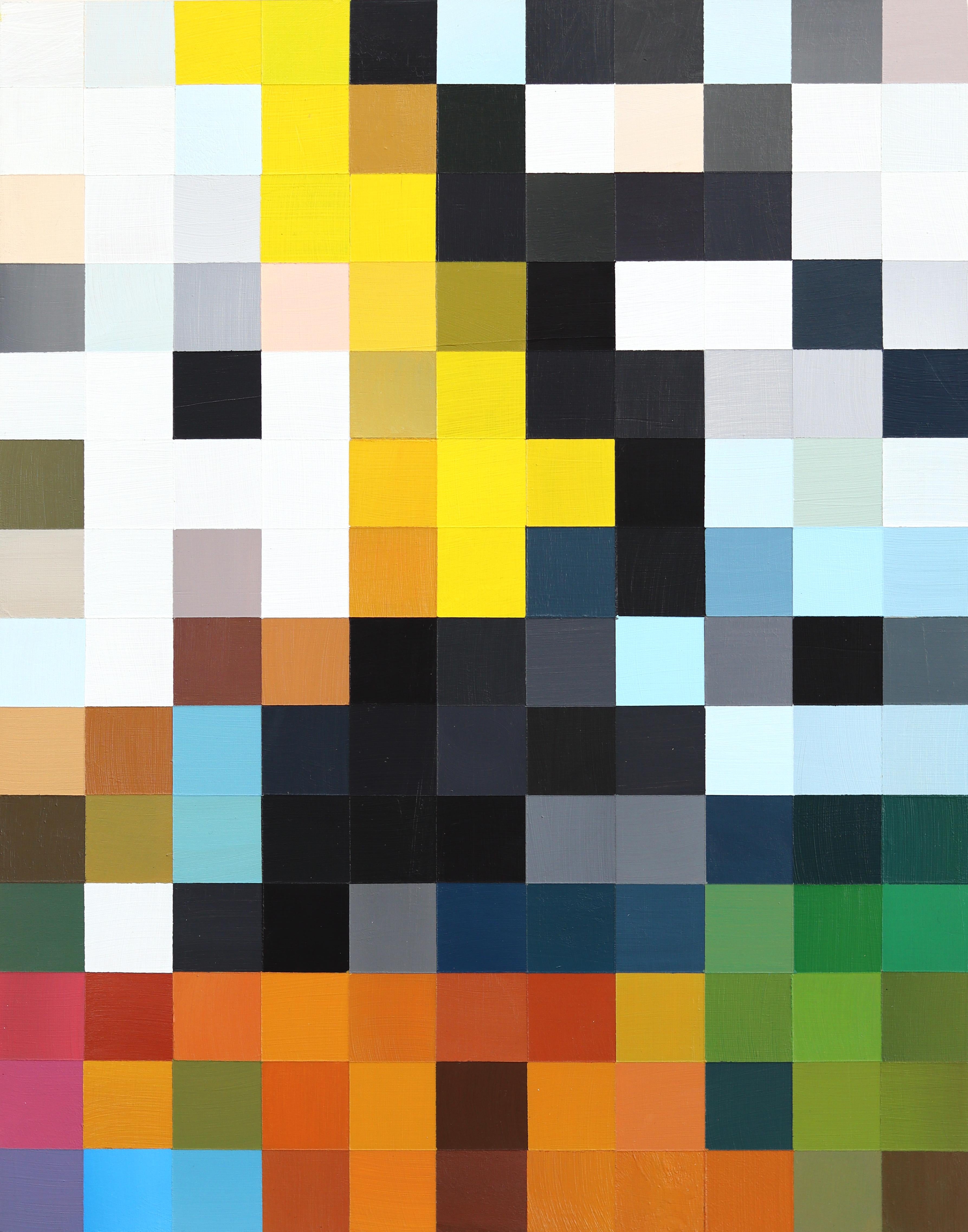 154 Quadrate V.2 - Moderne farbenfrohe abstrakte geometrische Acrylmalerei