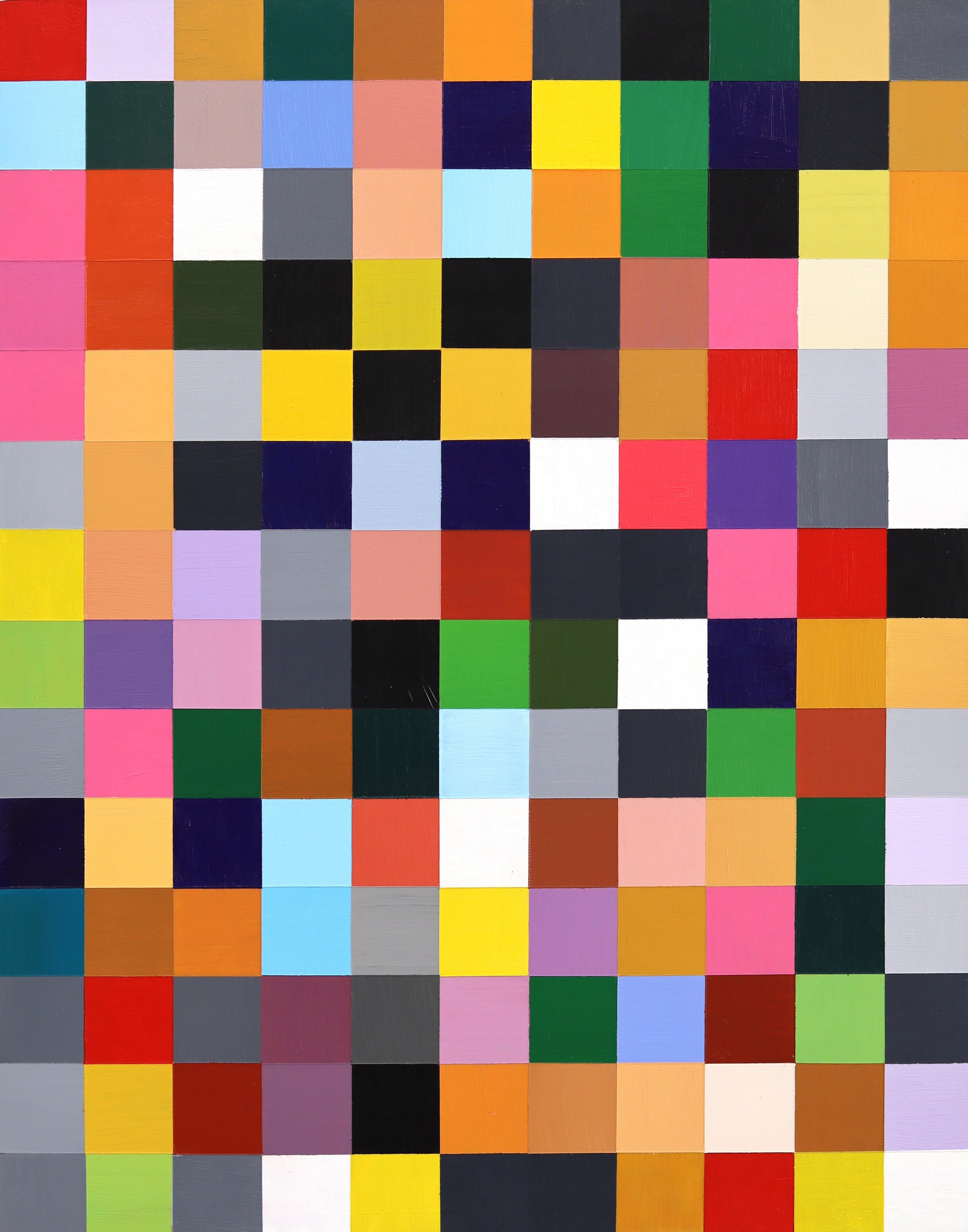 154 Squares V.3 - Modern Colorful Abstract Geometric Squares Acrylic Painting