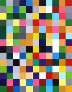 154 Squares V.4 - Modern Colorful Abstract Geometric Squares Acrylic Painting