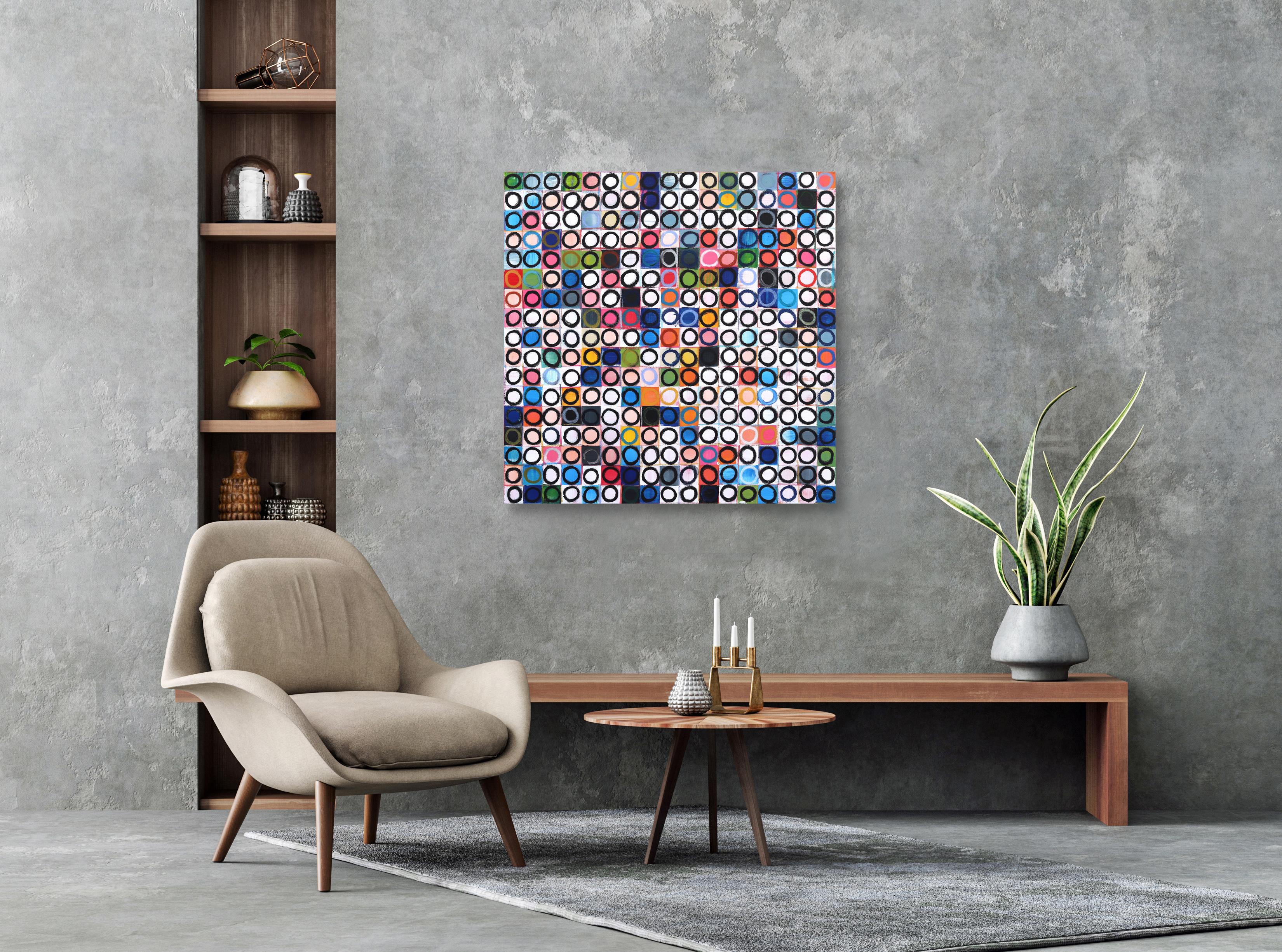 289 Kreise – Buntes abstraktes geometrisches Originalgemälde auf Leinwand – Painting von Brandon Neher