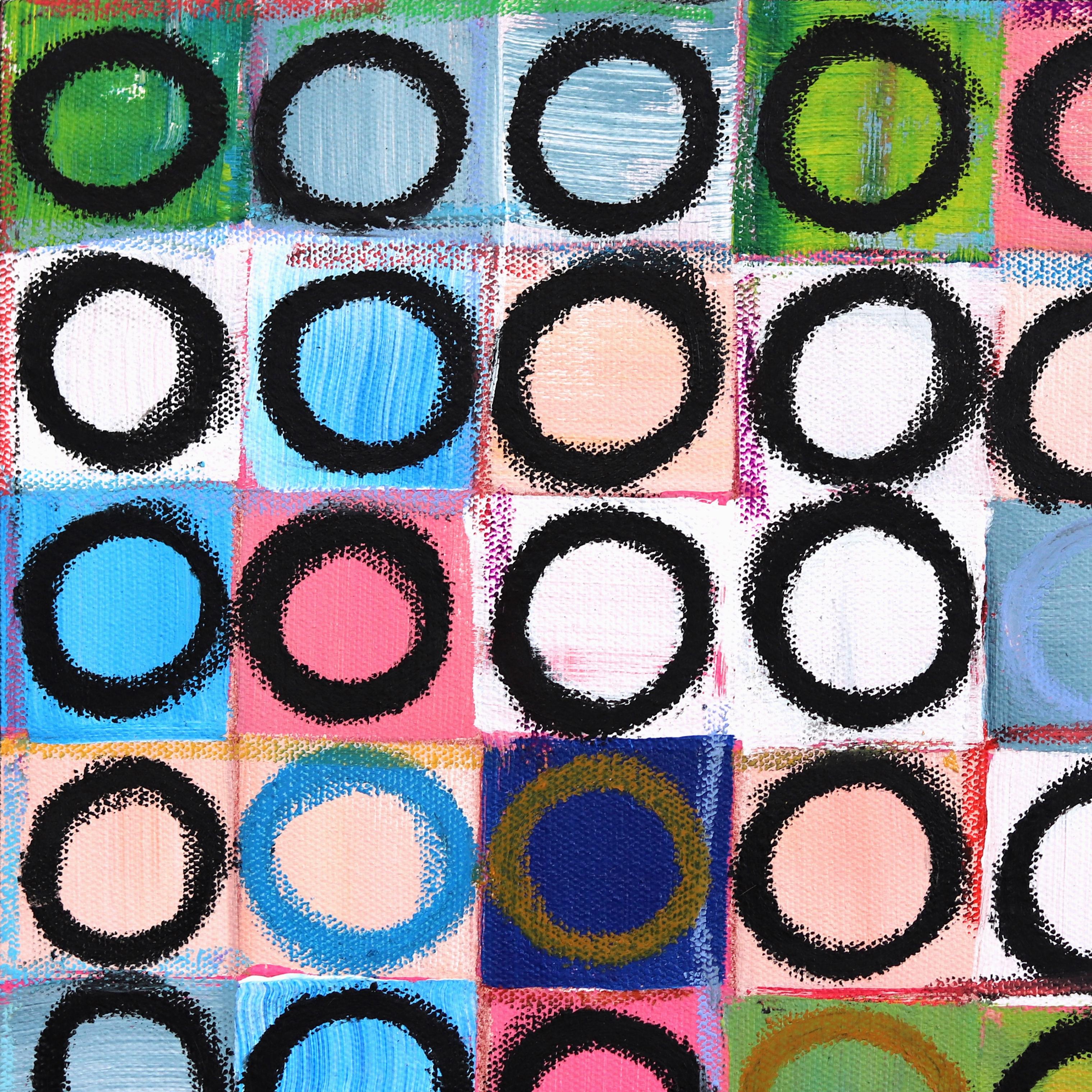 289 Kreise – Buntes abstraktes geometrisches Originalgemälde auf Leinwand (Geometrische Abstraktion), Painting, von Brandon Neher