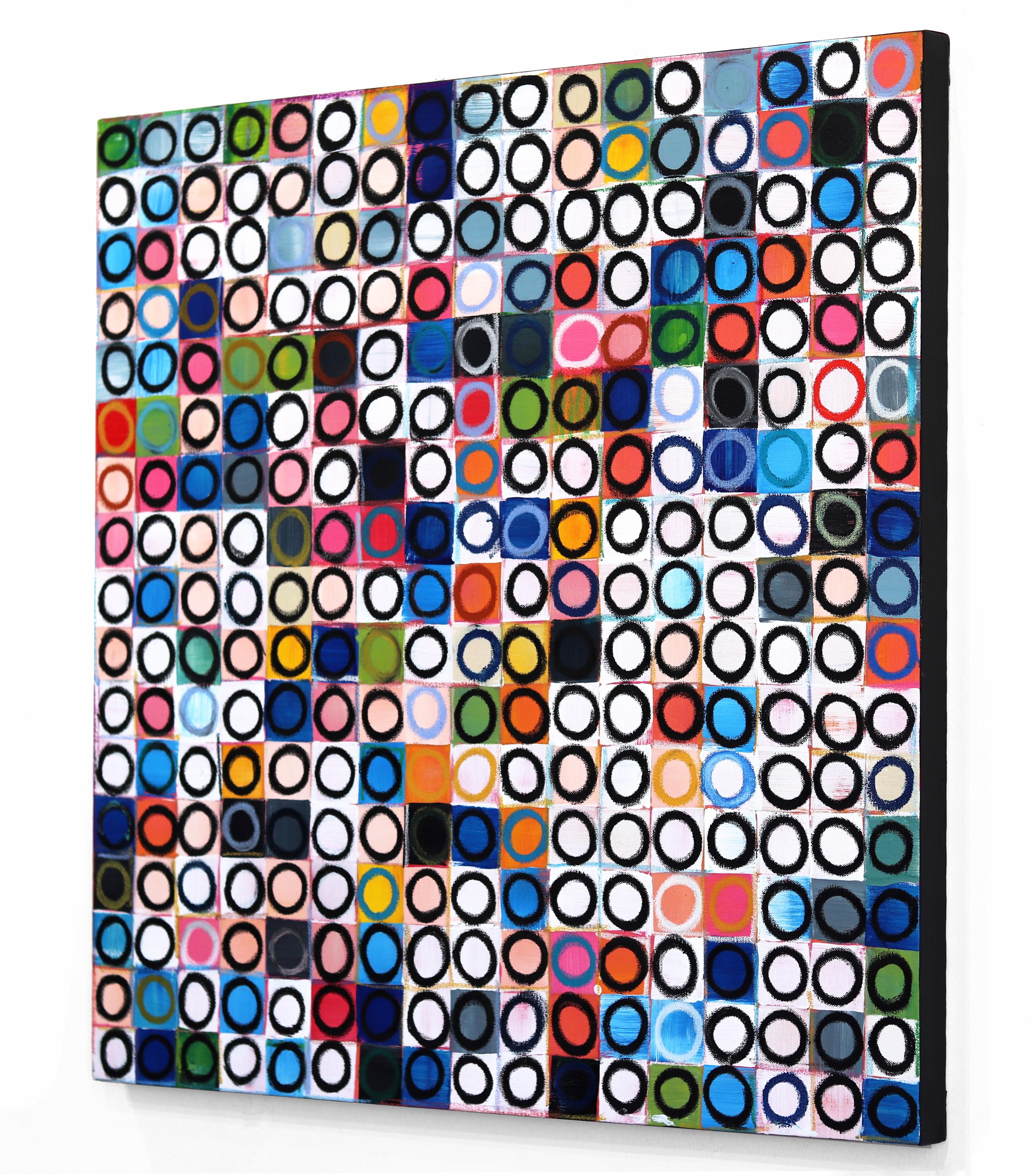 289 Circles - Colorful Abstract Geometric Original Painting on Canvas For Sale 1