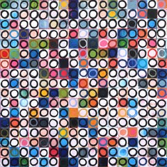 289 Kreise – Buntes abstraktes geometrisches Originalgemälde auf Leinwand