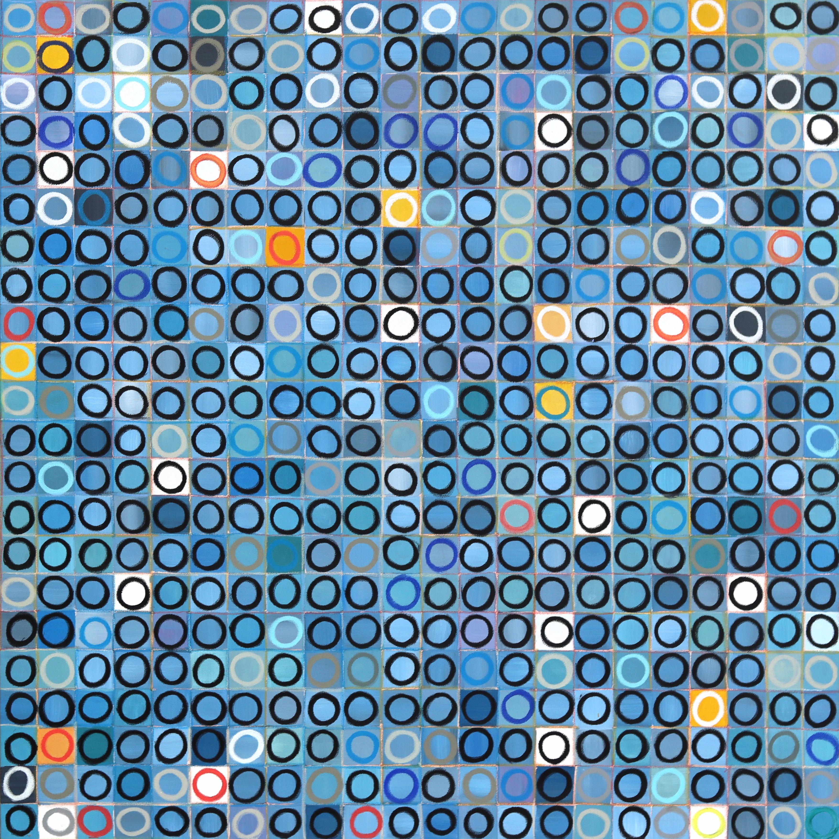 484 Circles V.2 - Original Contemporary Blue Tone Abstract Geometric Painting