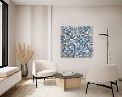 576 Circles V.5 - Original Contemporary Blue Tone Abstract Geometric Painting