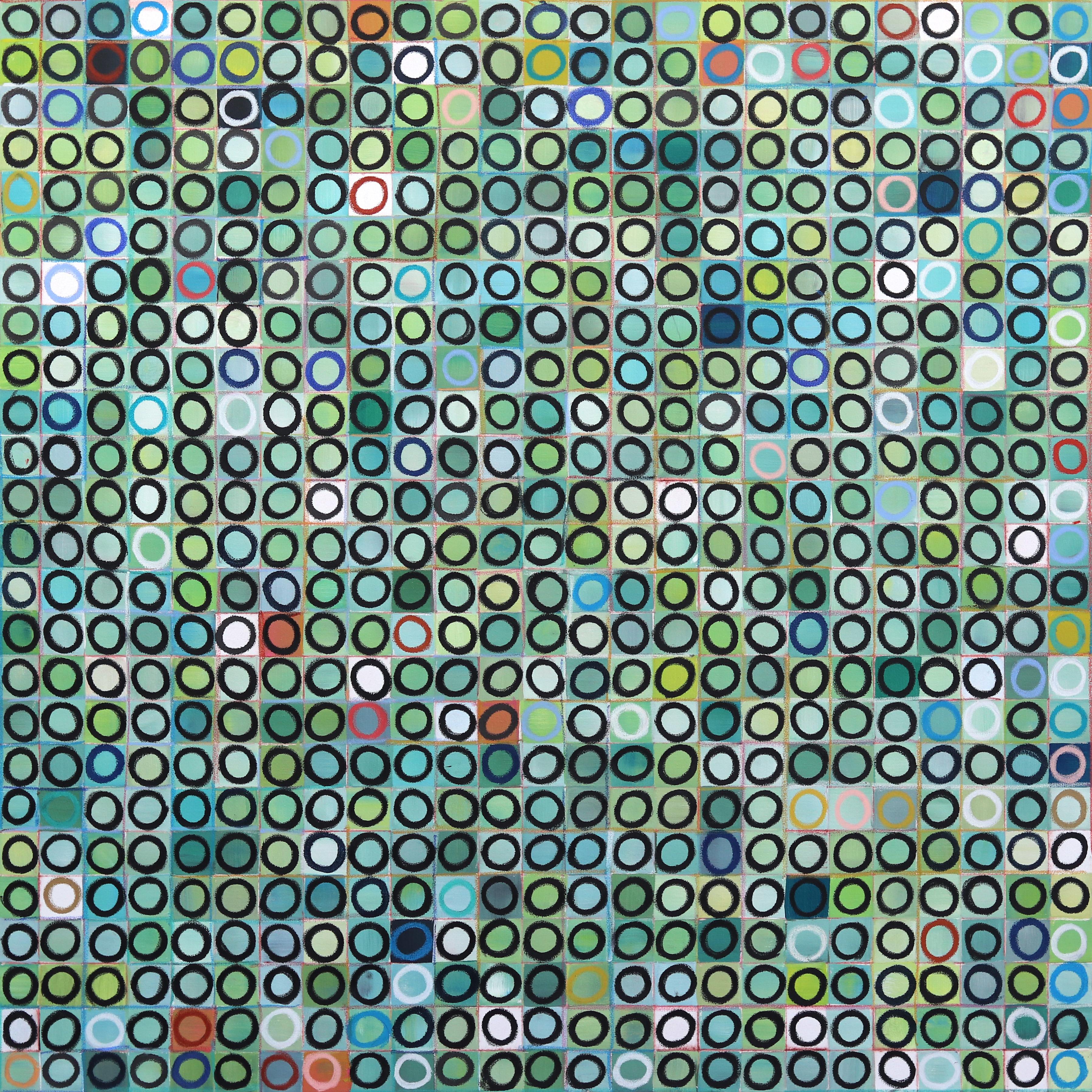 625 Circles - Large Green Abstract Geometric Original Painting