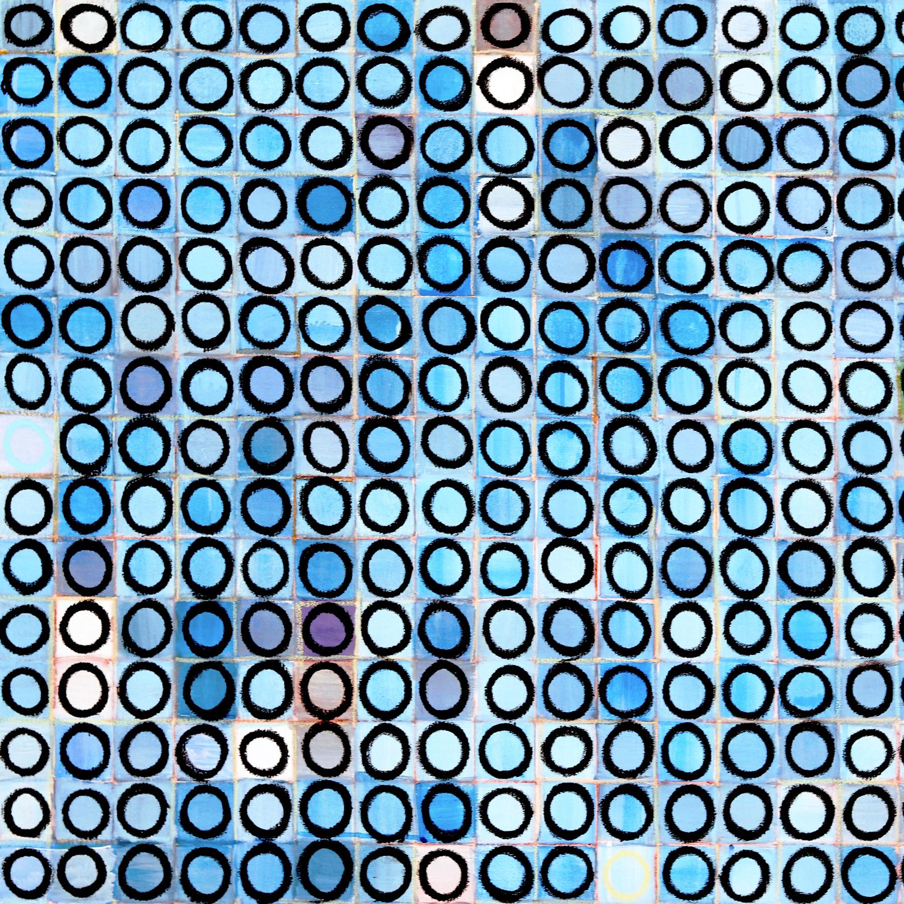 900 cercles - Grande peinture originale géométrique abstraite verte - Géométrique abstrait Painting par Brandon Neher