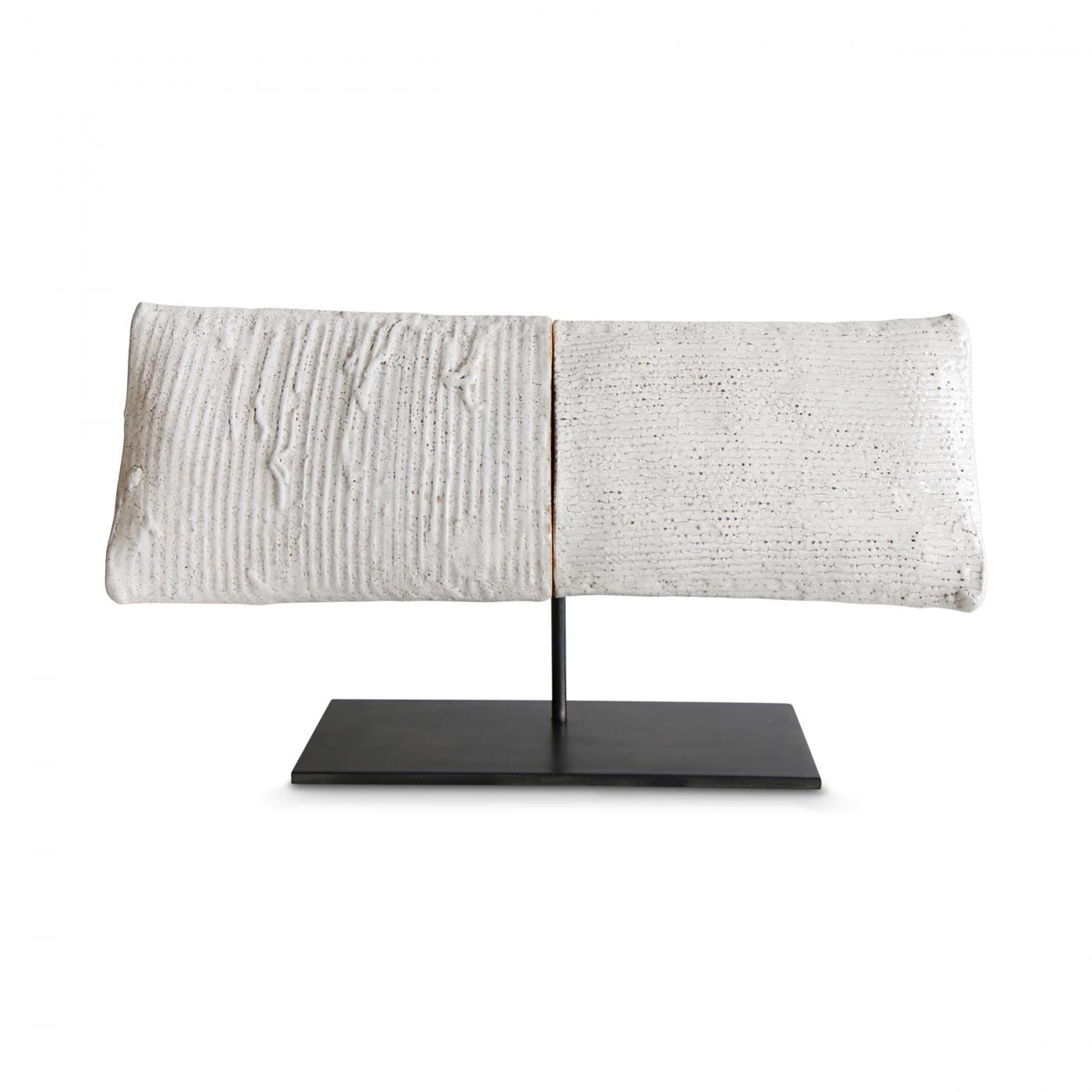 Brandon Reese Abstract Sculpture - WHITE PILLOW I ON IRON STAND