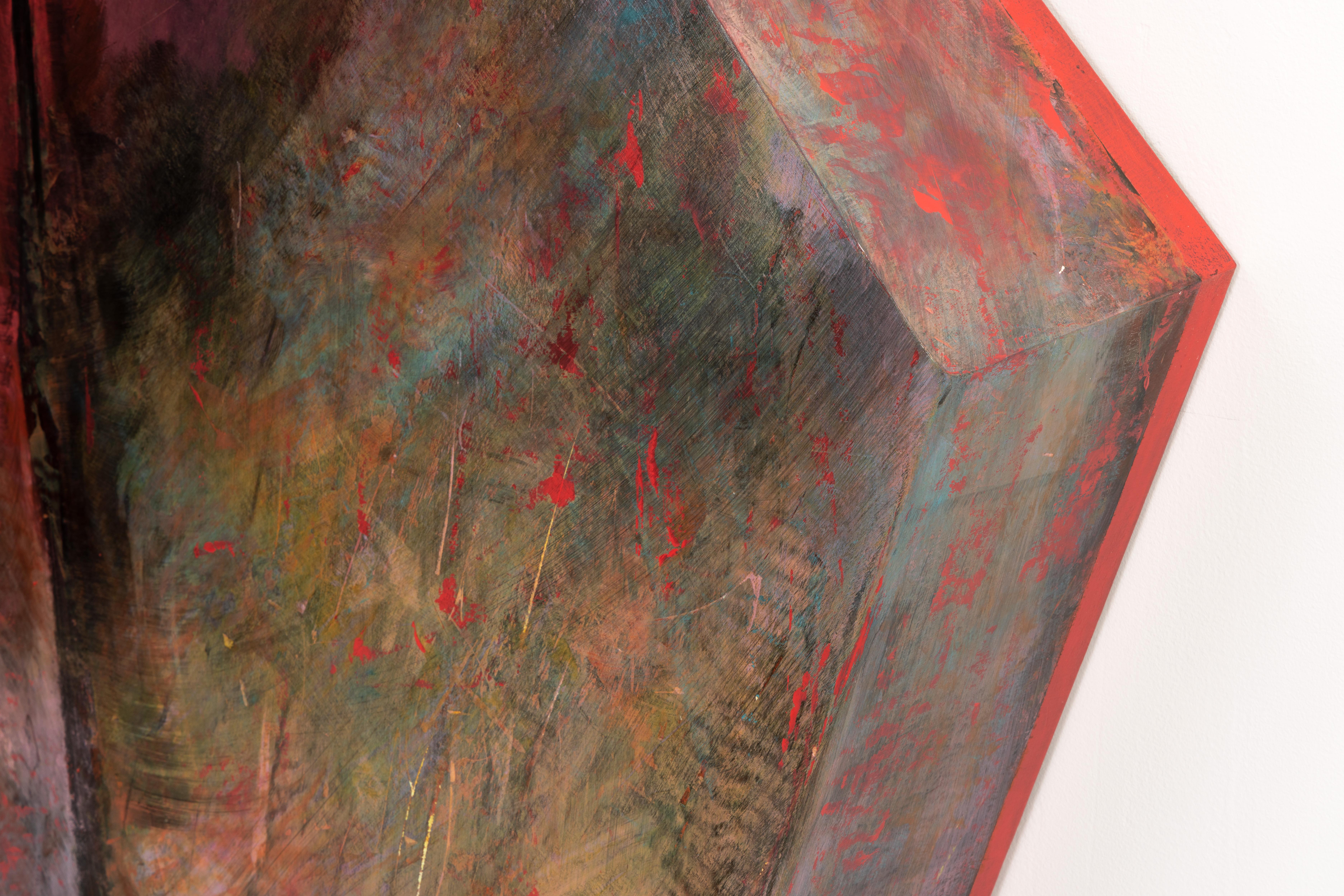 CORDYLINE - Großer geometrischer Wandaufhänger/Skulptur in Acryl und Täfelung – Painting von Brandon Woods