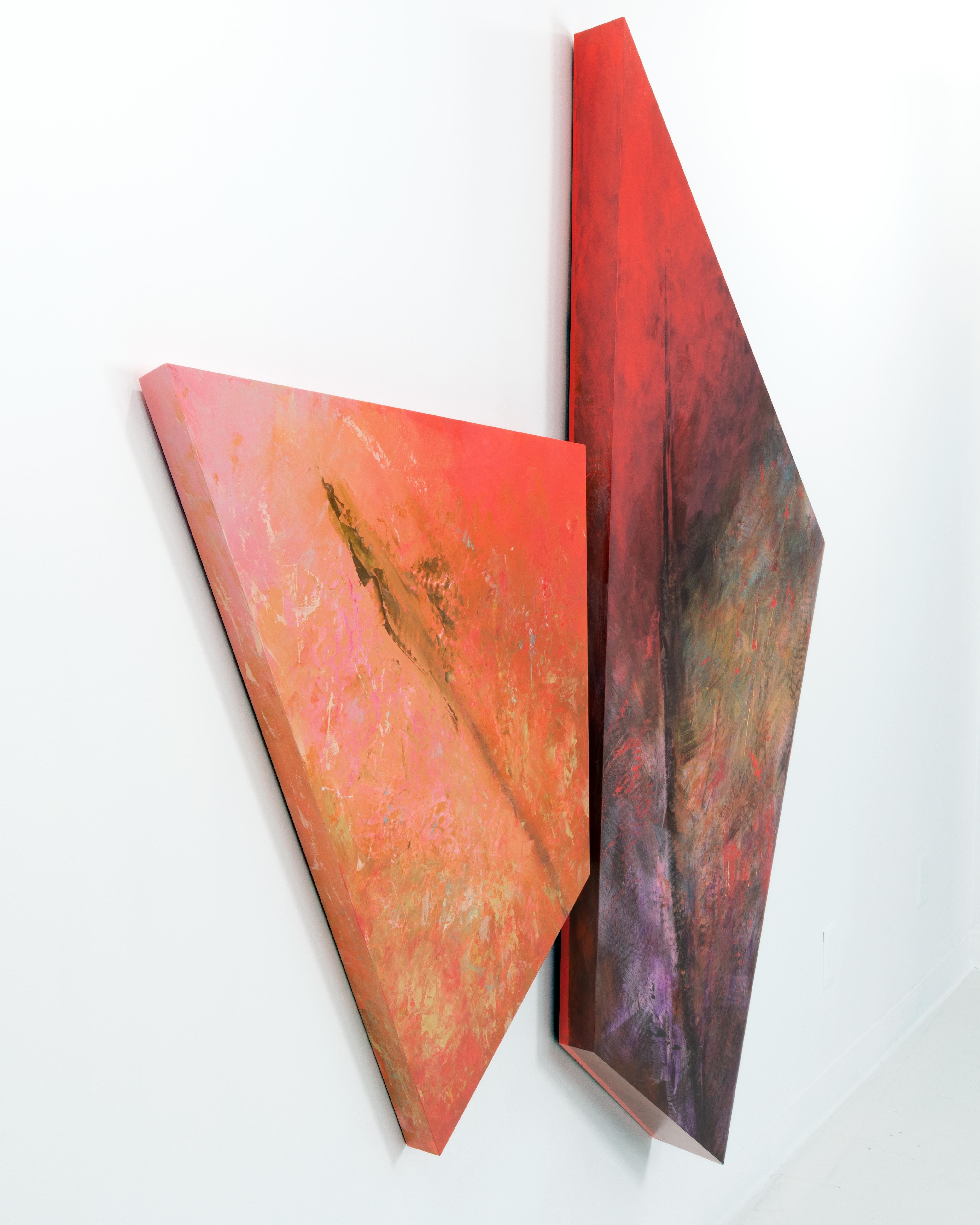 CORDYLINE - Large Geometric Wall Hanging Sculputre/Painting in Acrylic & Panel - Brown Abstract Painting by Brandon Woods