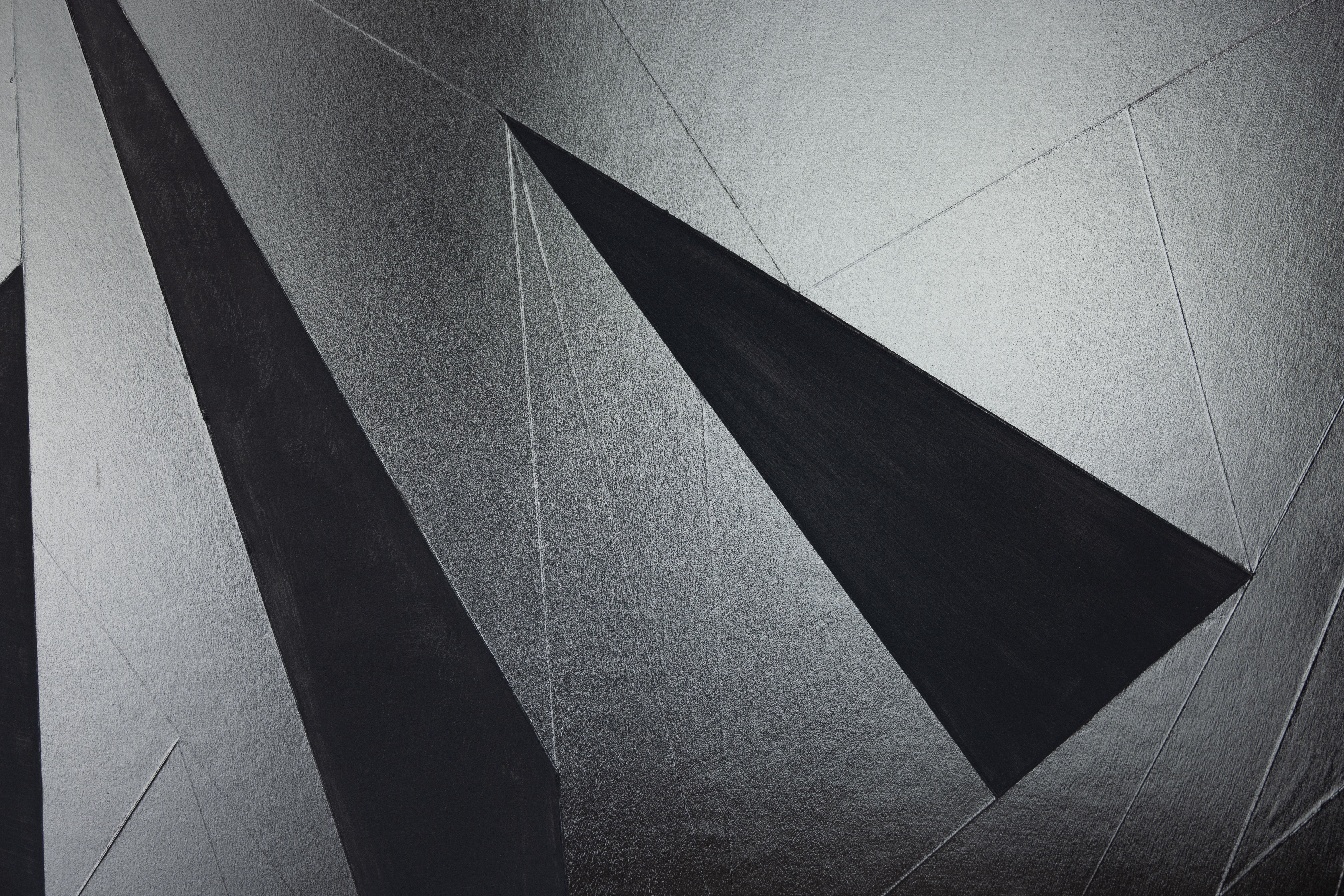 VADER - Geometrische wandhängende Skulptur/Malerei in Schwarz 3.0 Acryl auf Tafel im Angebot 1