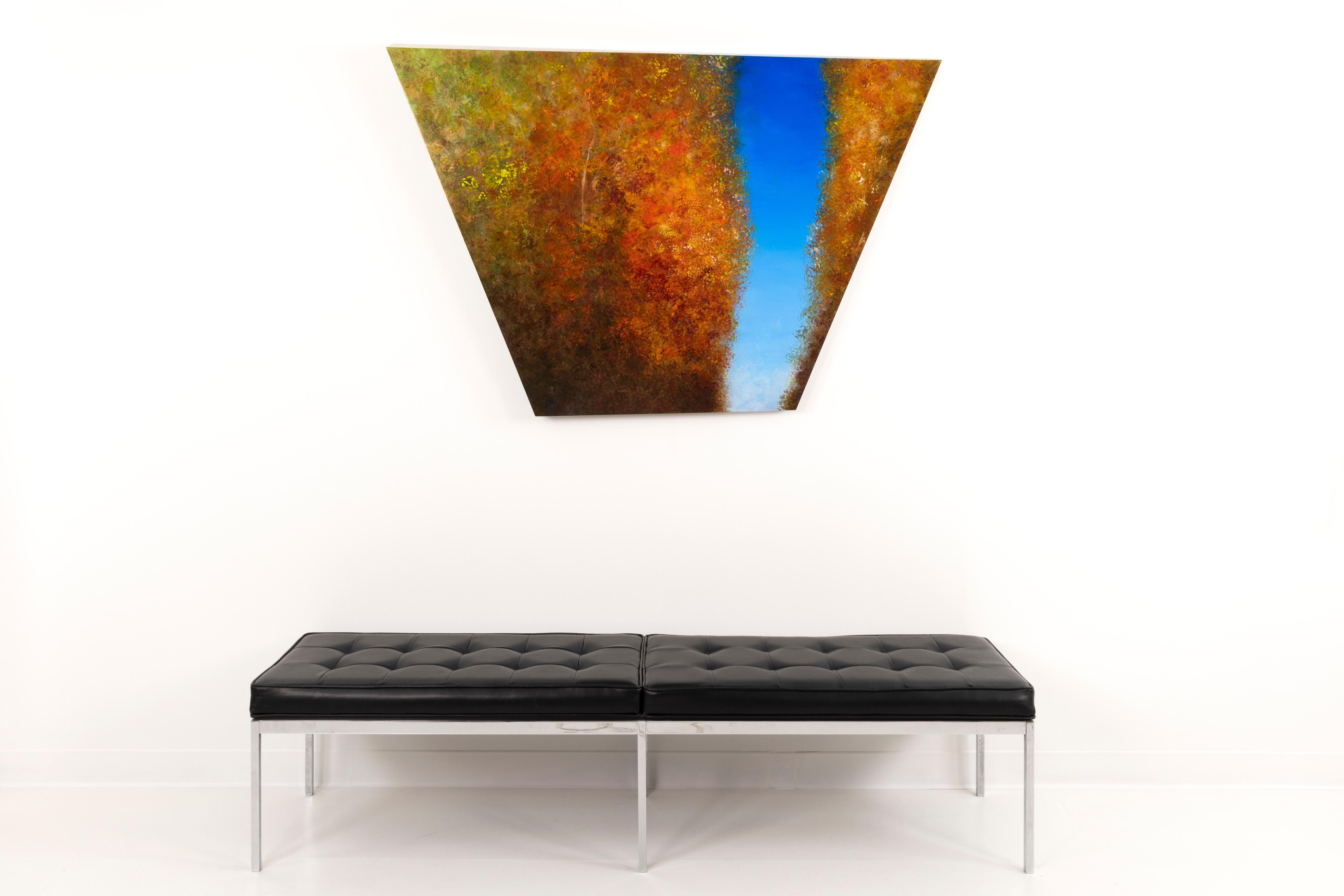 AUTUMNAL II - Großes geometrisches Wandbehang, Gemälde/Skulptur in Acryl und Tafel – Painting von Brandon Woods