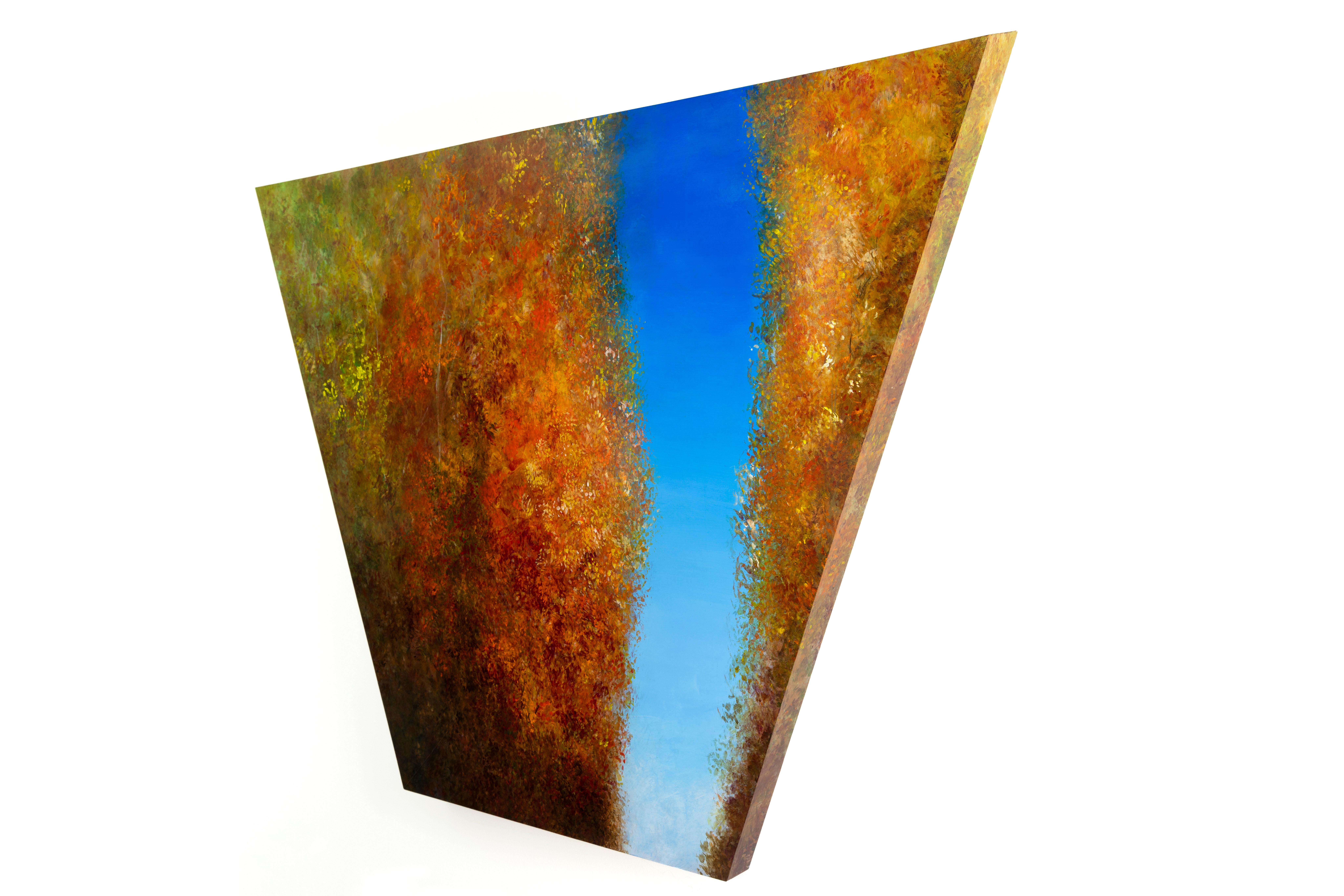 AUTUMNAL II - Large Geometric Wall Hanging Painting/Sculpture in Acrylic & Panel - Brown Abstract Painting by Brandon Woods