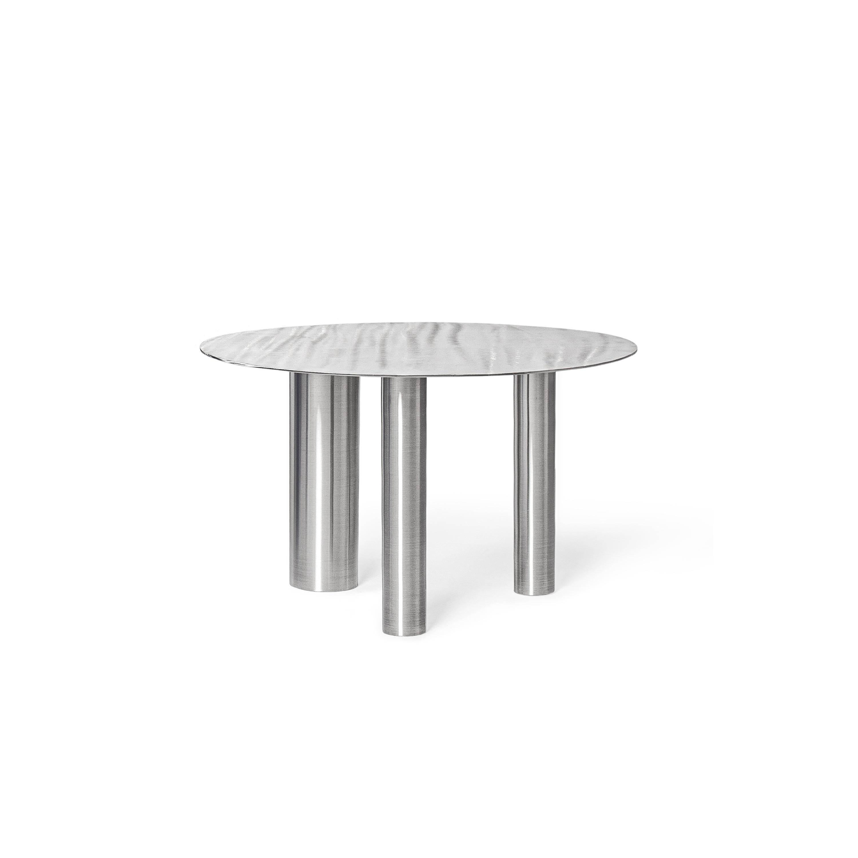 Brandt CS1 Low Coffee Table by NOOM
Dimensions: D 60 x H 35 cm 
Materials: Stainless steel.

Inspired by the Bauhaus movement, the Brandt Coffee Table CS1 embodies modern sophistication by seamlessly combining form, material, and texture in a