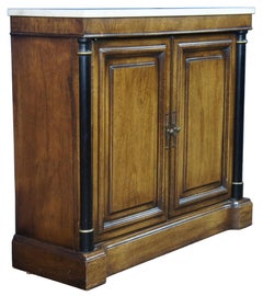 Brandt French Empire Walnut & Travertine Top Cabinet Entry Console Sideboard Bar